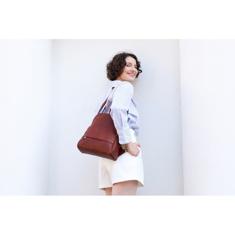 Womens Leather Backpack Convertible Bag - Regeneration