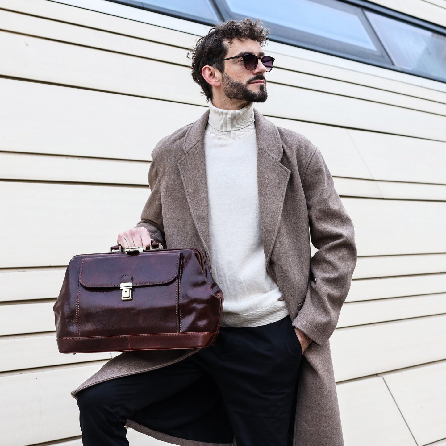 Large Italian Leather Doctor Bag - Hamlet Doctor Bag Time Resistance