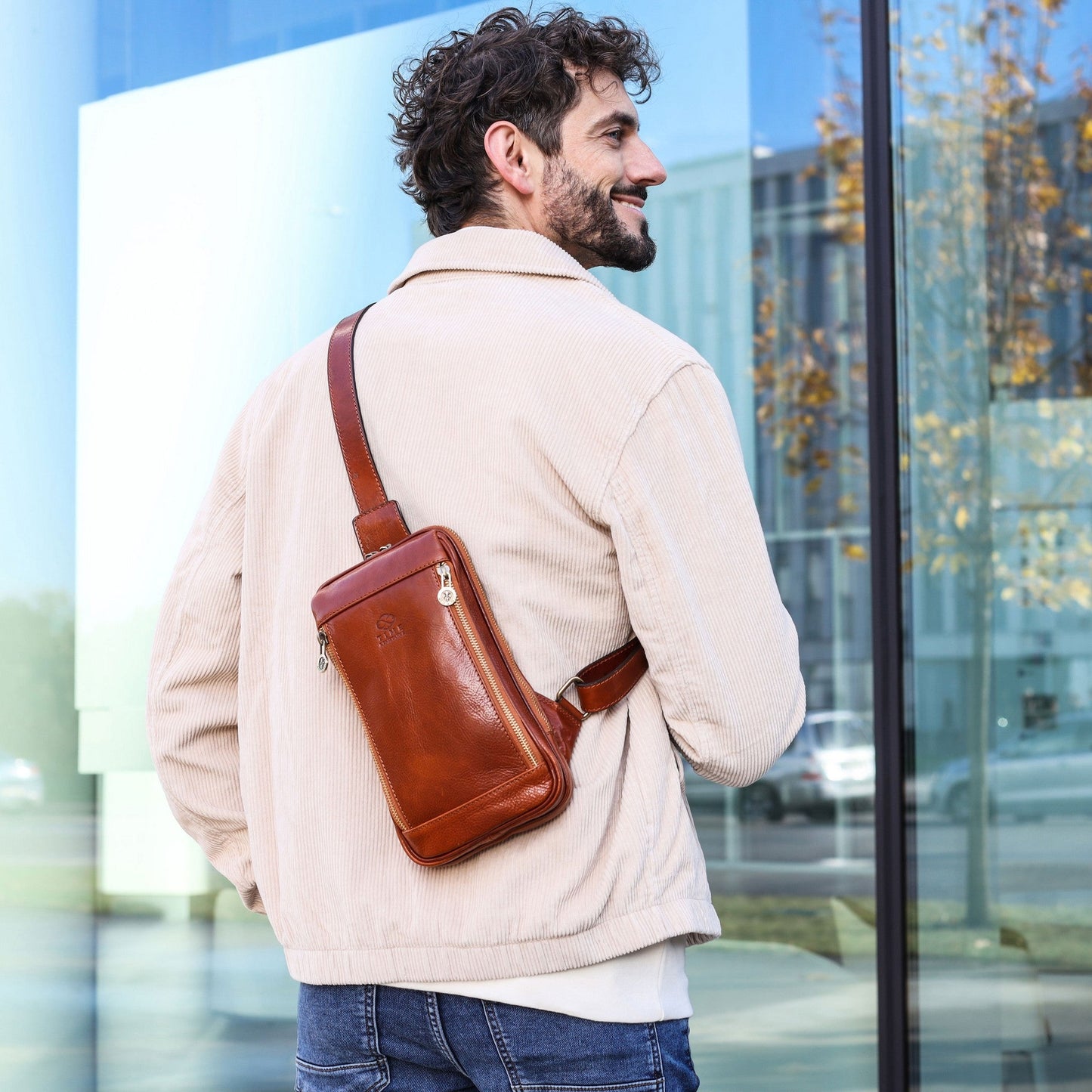 Leather Sling Bag Chest Bag - Kim Accessories Time Resistance