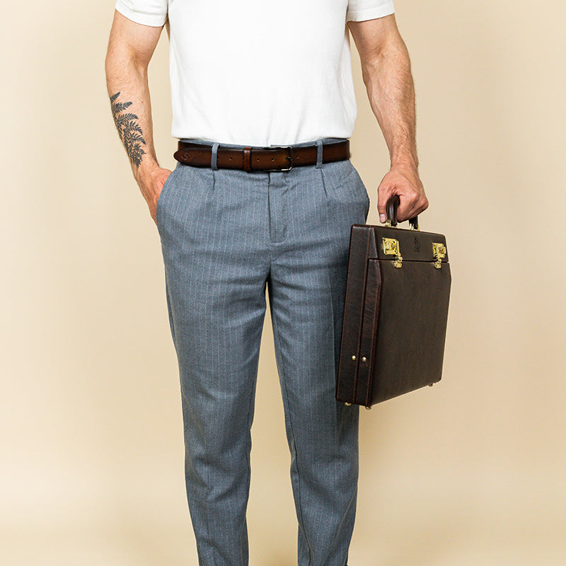 Leather Attaché Case Briefcase - The Golden Bowl