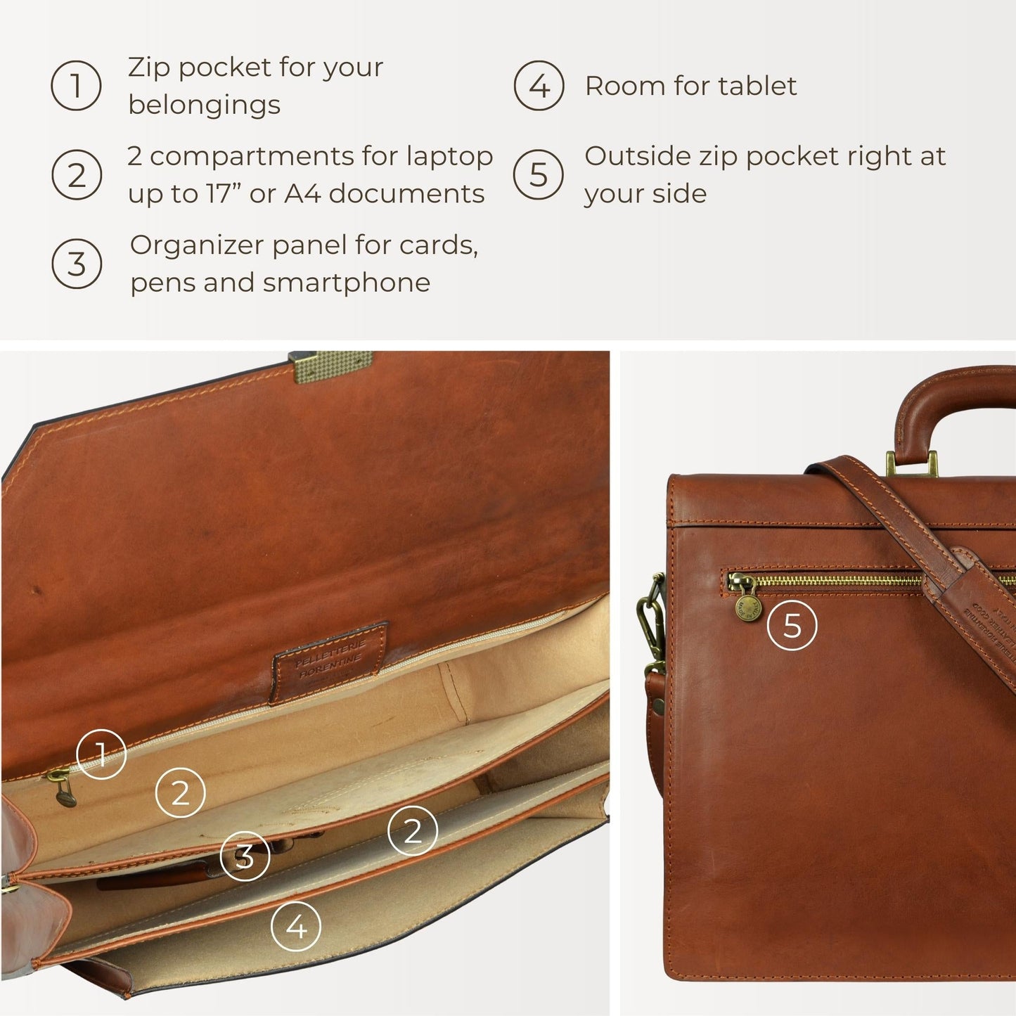 Large Leather Briefcase - Invisible Man Briefcase Time Resistance
