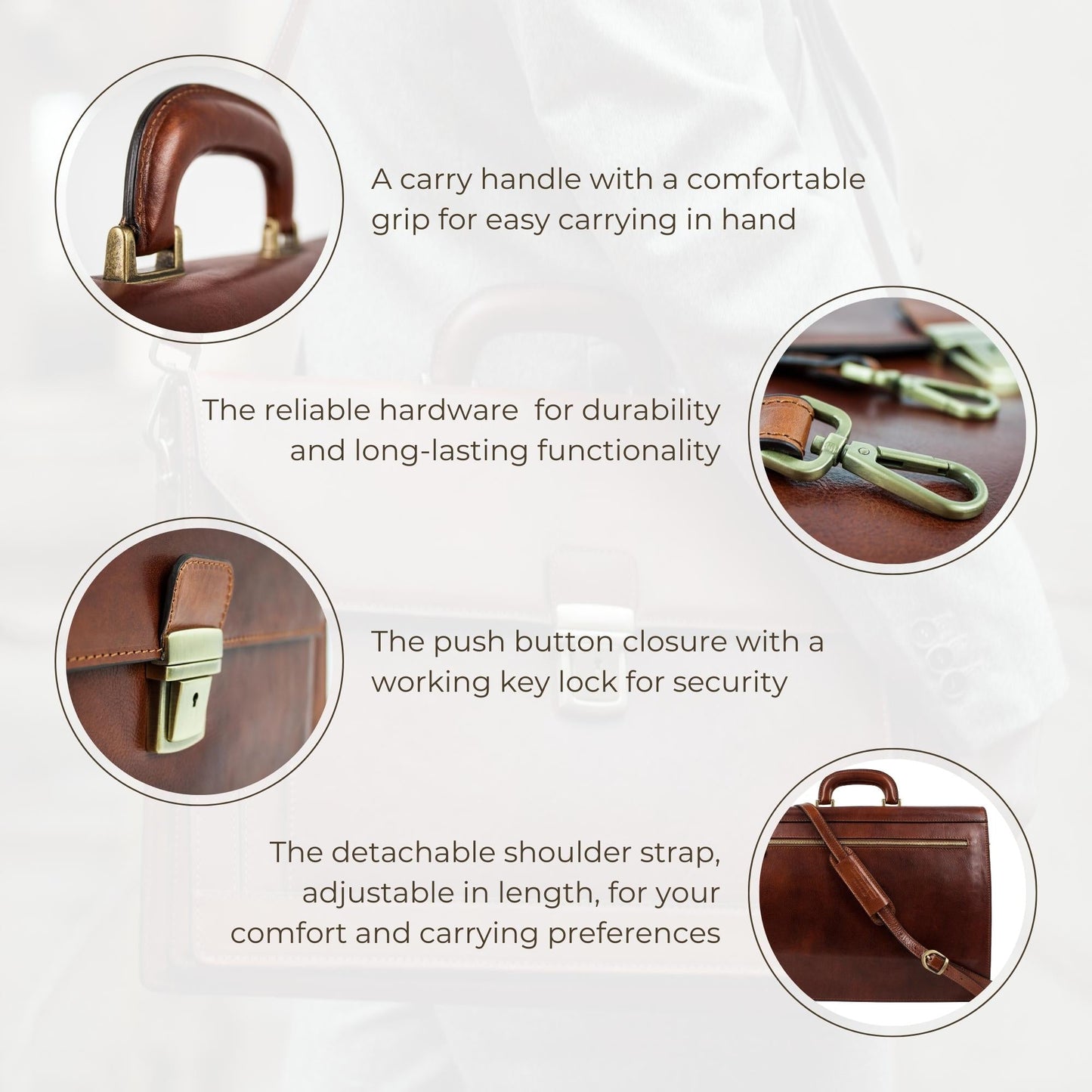 Large Leather Briefcase - Invisible Man Briefcase Time Resistance