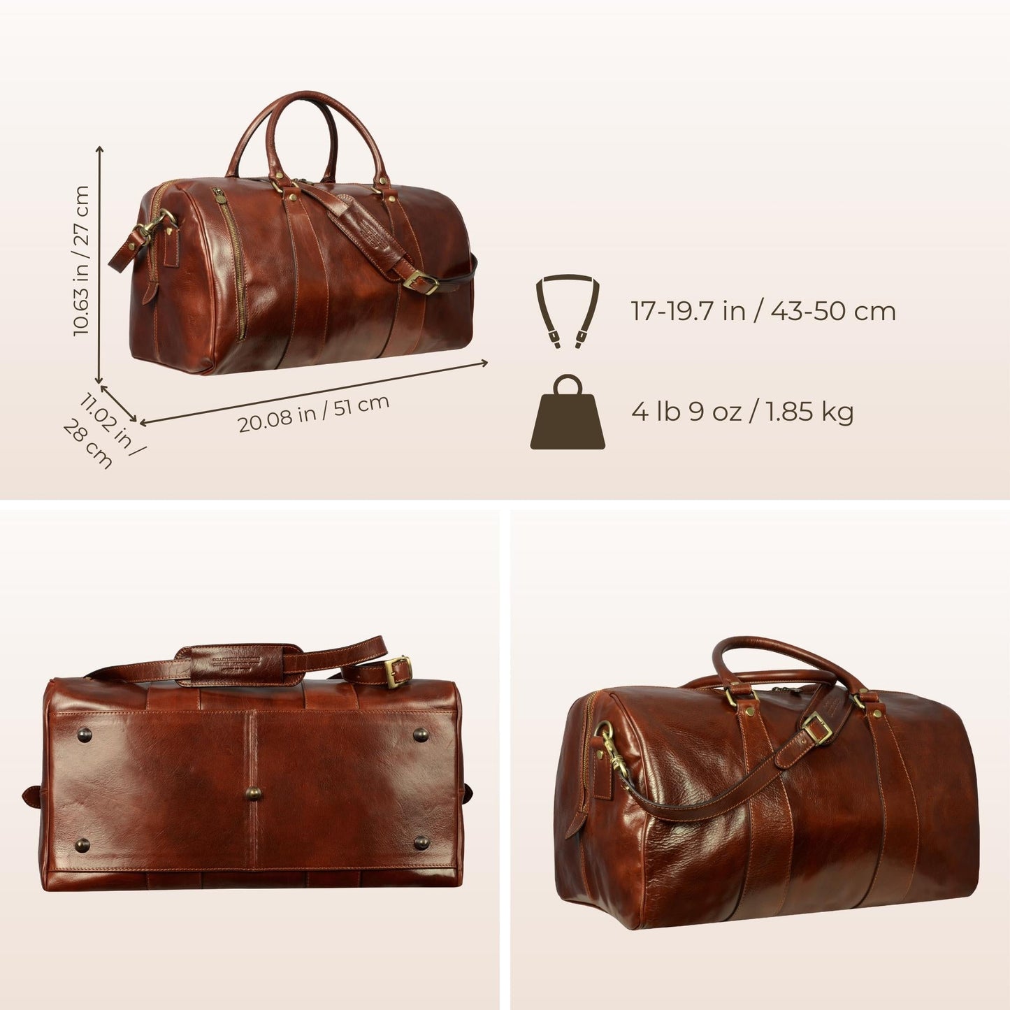 Leather Duffel Bag - Wise Children Duffel Bag Time Resistance