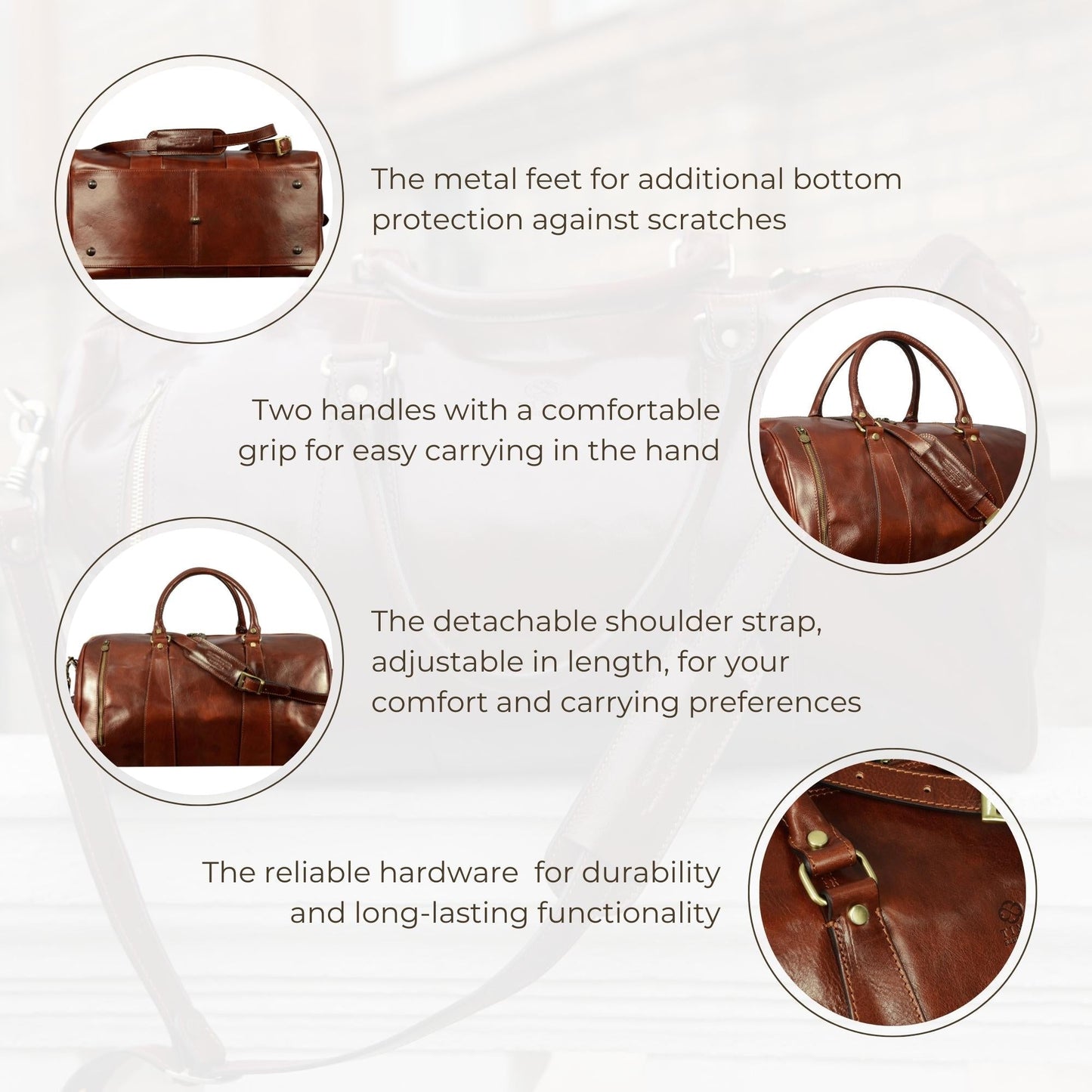 Leather Duffel Bag - Wise Children Duffel Bag Time Resistance