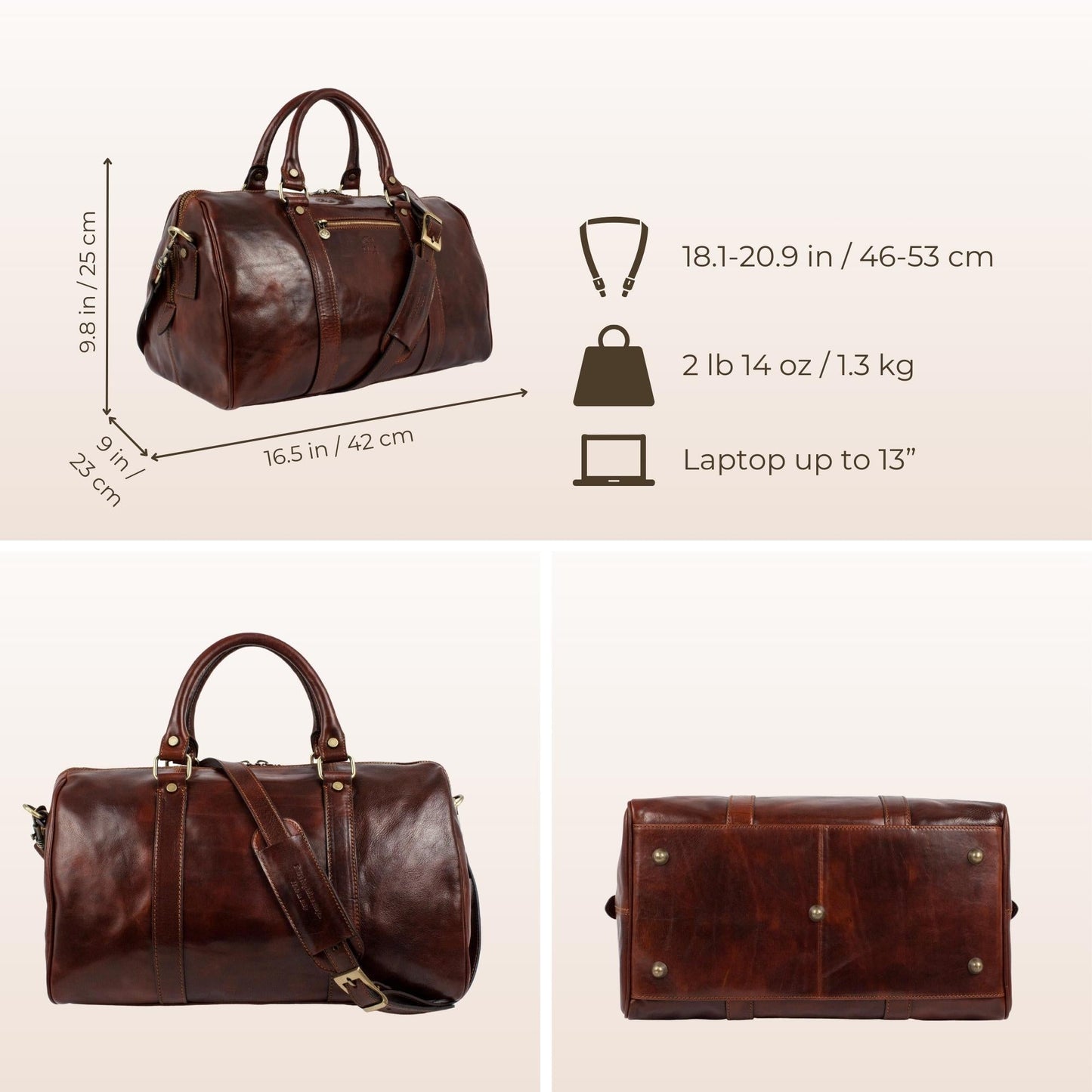 Small Leather Overnight Bag, Duffel Bag - The Ambassadors Duffel Bag Time Resistance