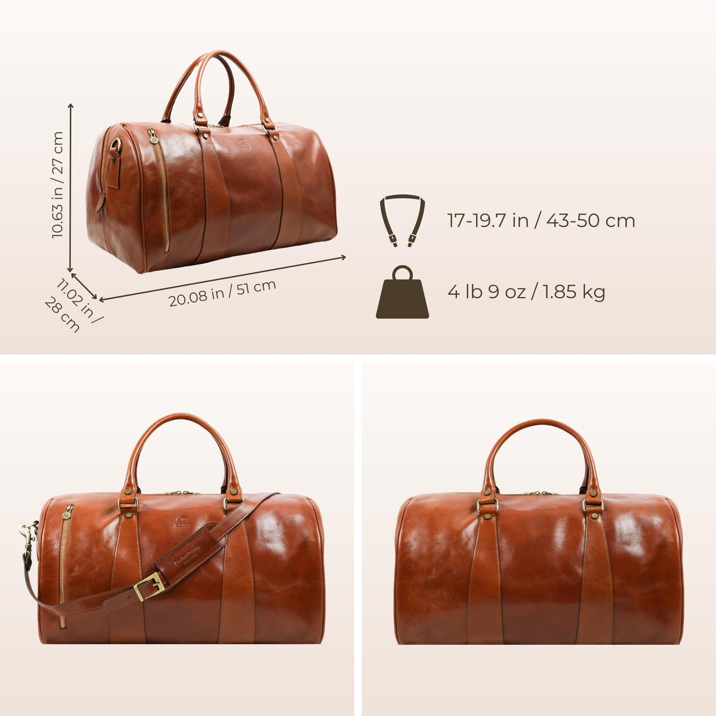 Leather Duffel Bag - Wise Children Duffel Bag Time Resistance
