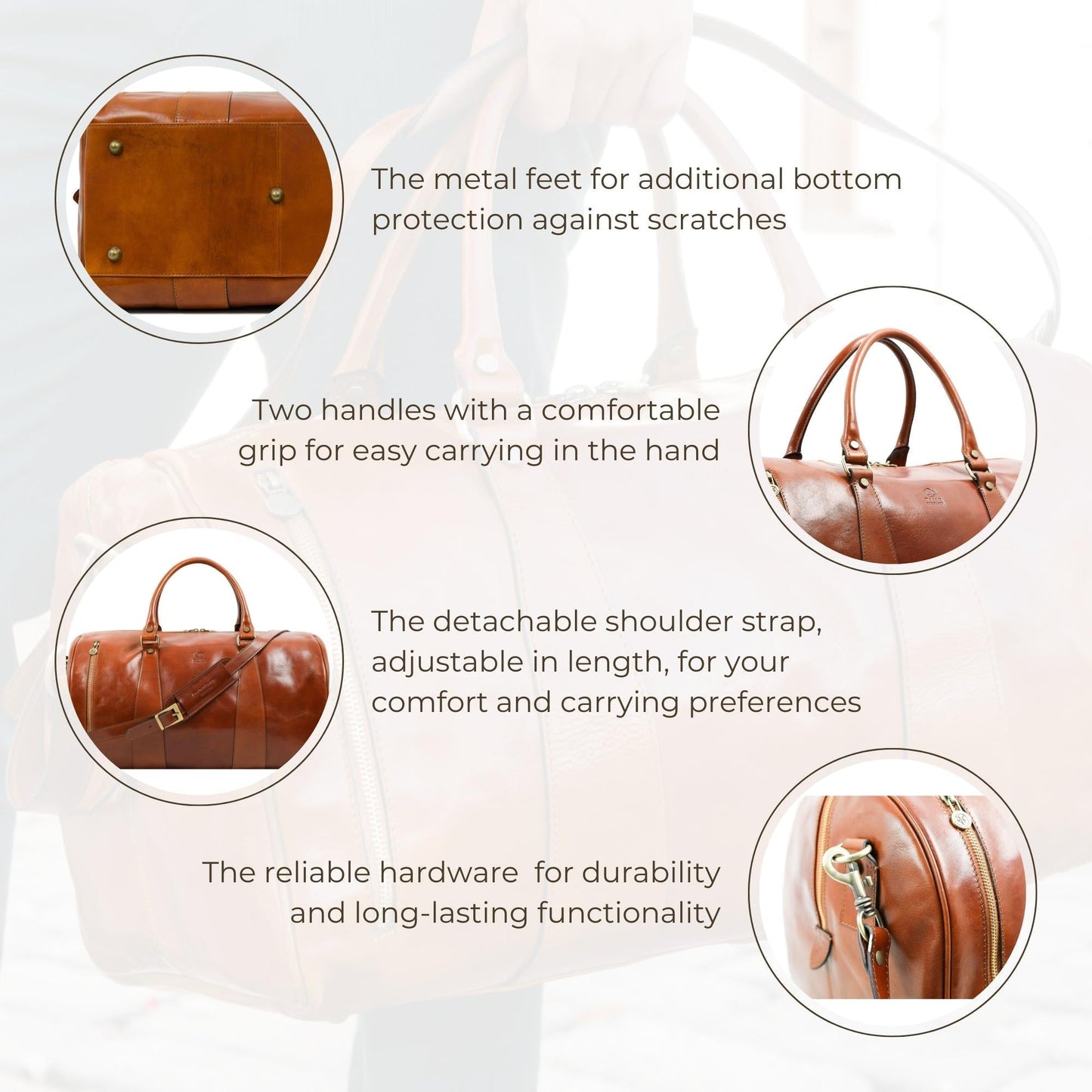 Leather Duffel Bag - Wise Children Duffel Bag Time Resistance