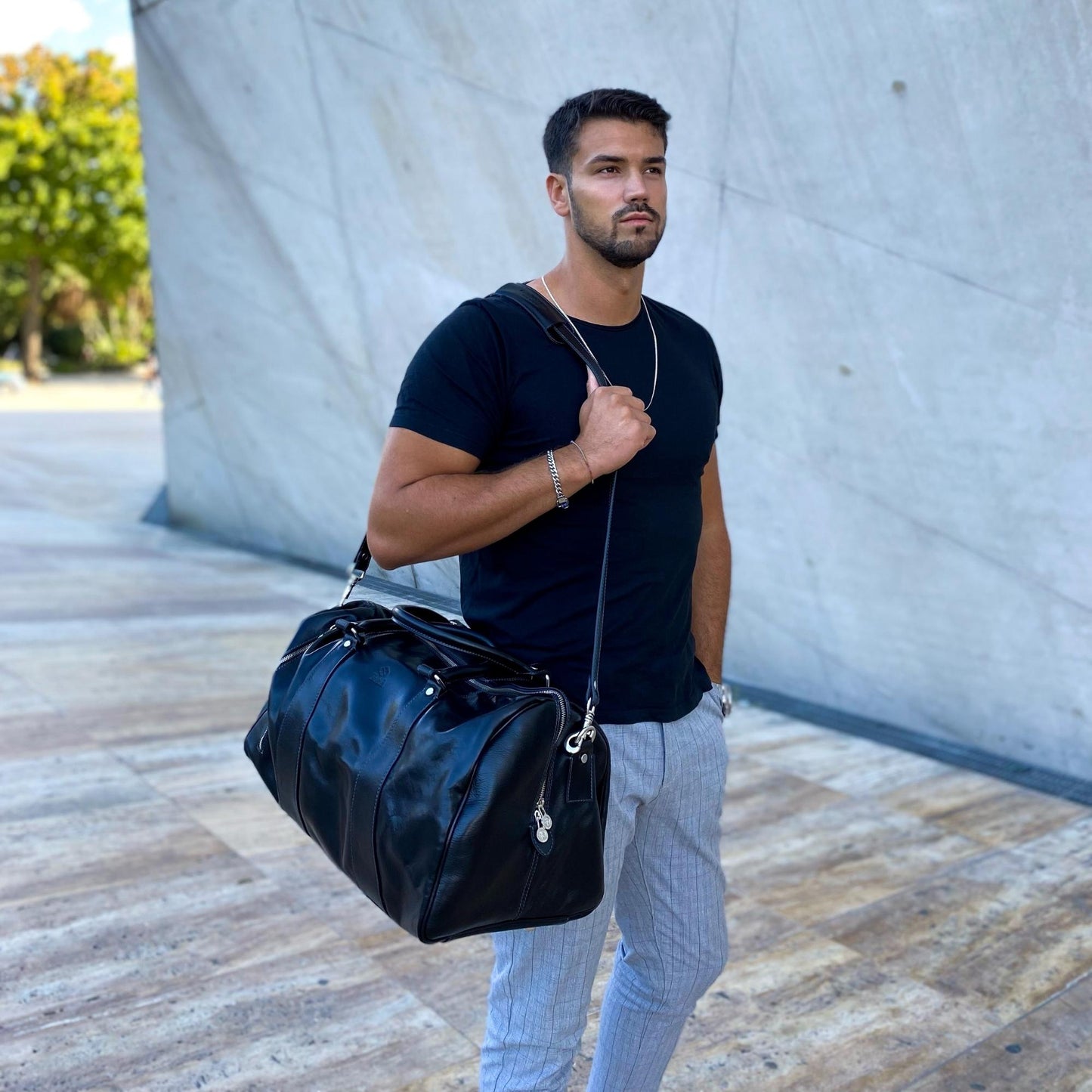 Leather Duffel Bag - Wise Children Duffel Bag Time Resistance