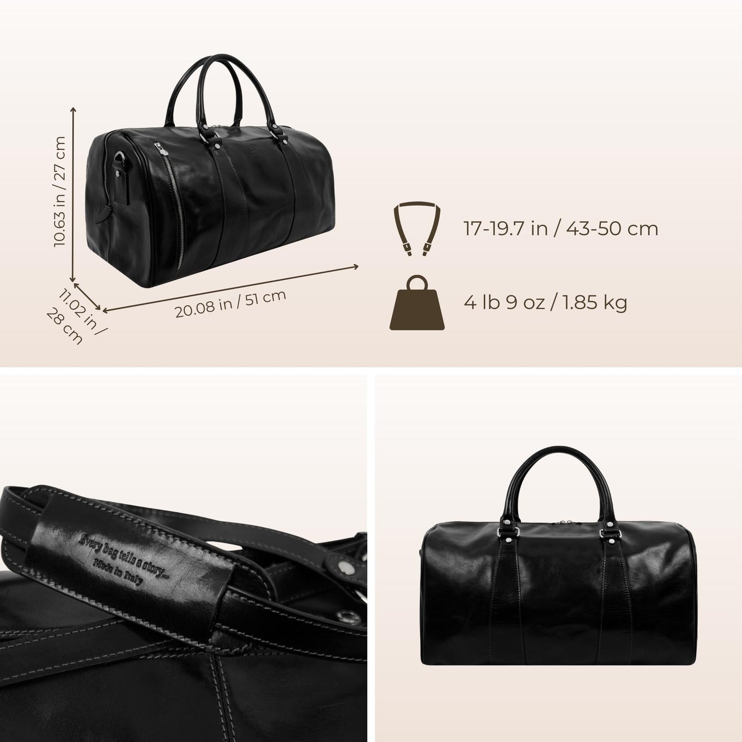Leather Duffel Bag - Wise Children Duffel Bag Time Resistance