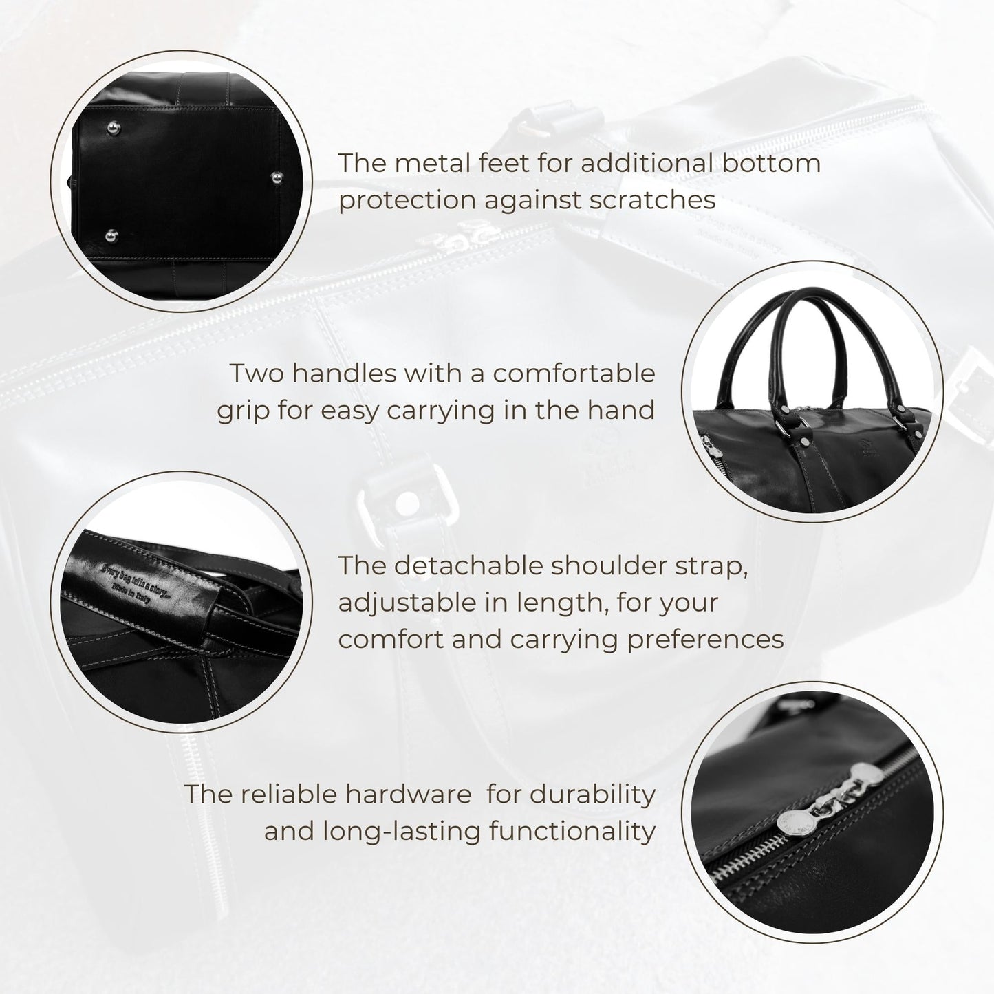 Leather Duffel Bag - Wise Children Duffel Bag Time Resistance