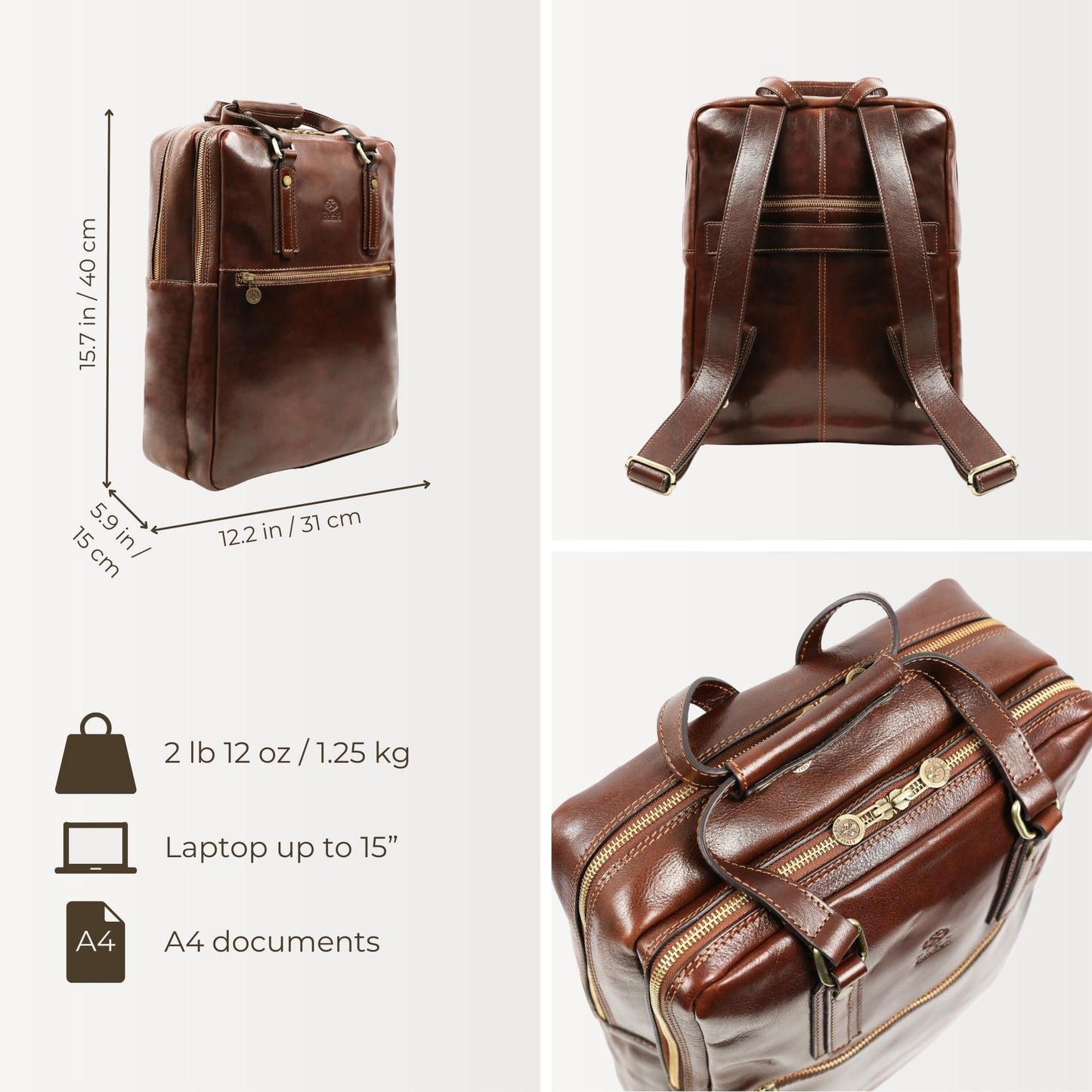 Brown Leather Backpack - Gone with the Wind Backpack Time Resistance