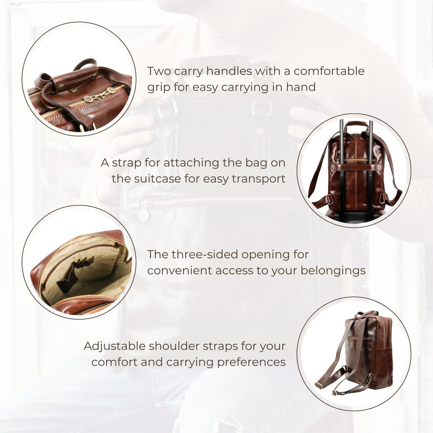 Brown Leather Backpack - Gone with the Wind Backpack Time Resistance   