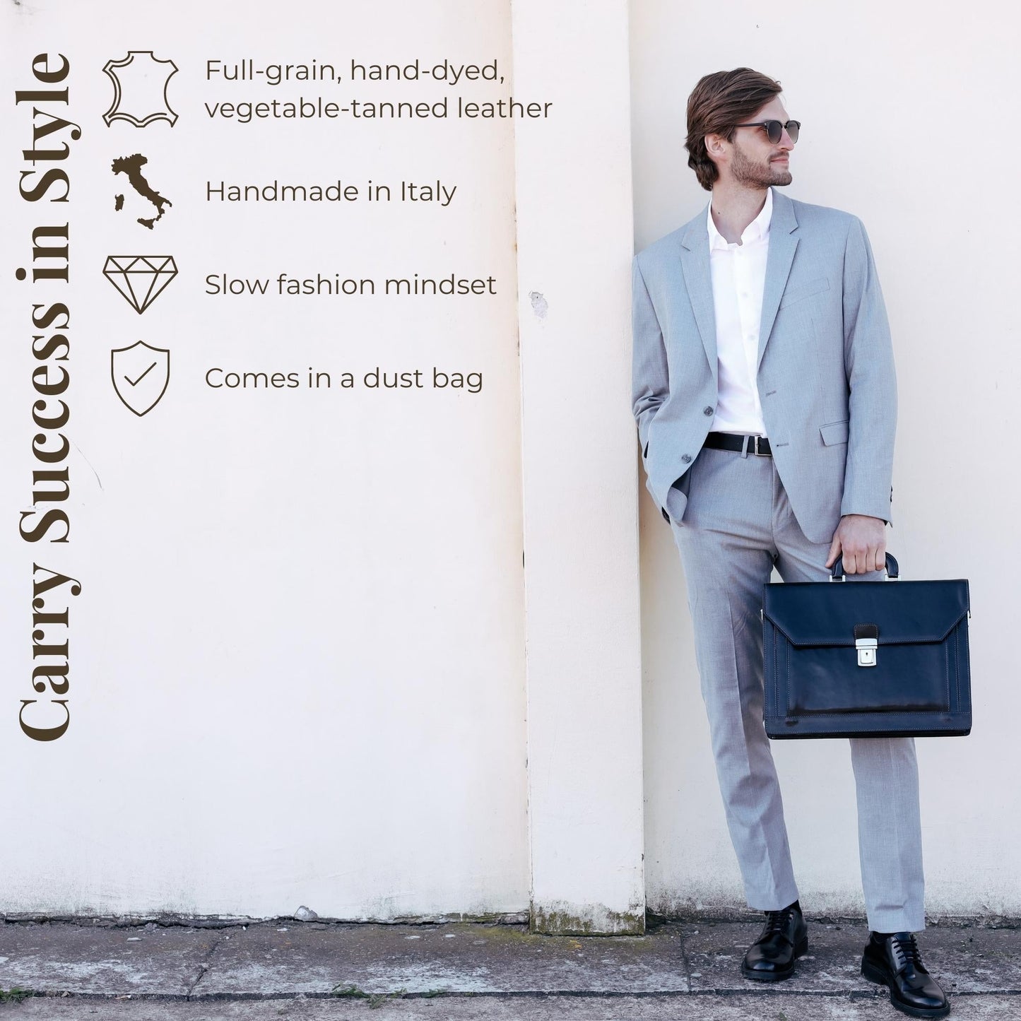Large Leather Briefcase - Invisible Man Briefcase Time Resistance