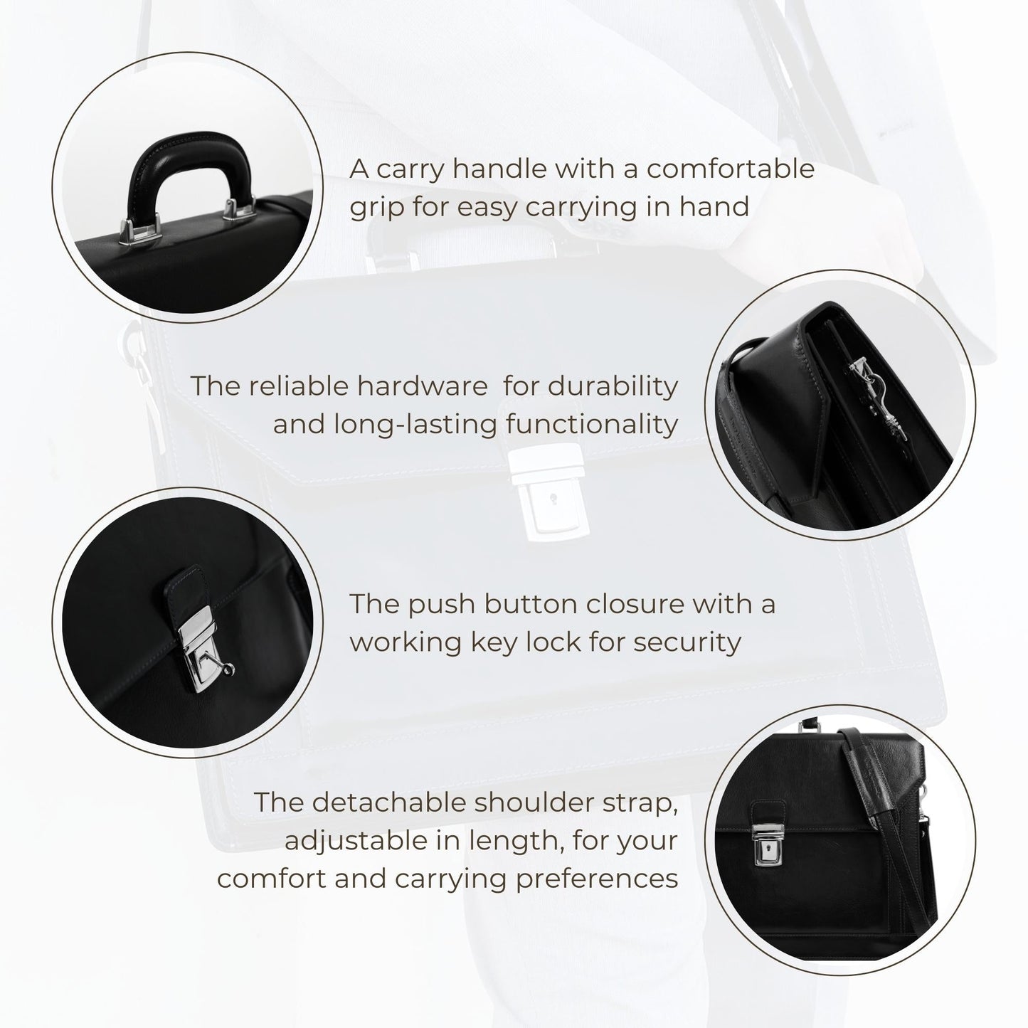 Large Leather Briefcase - Invisible Man Briefcase Time Resistance