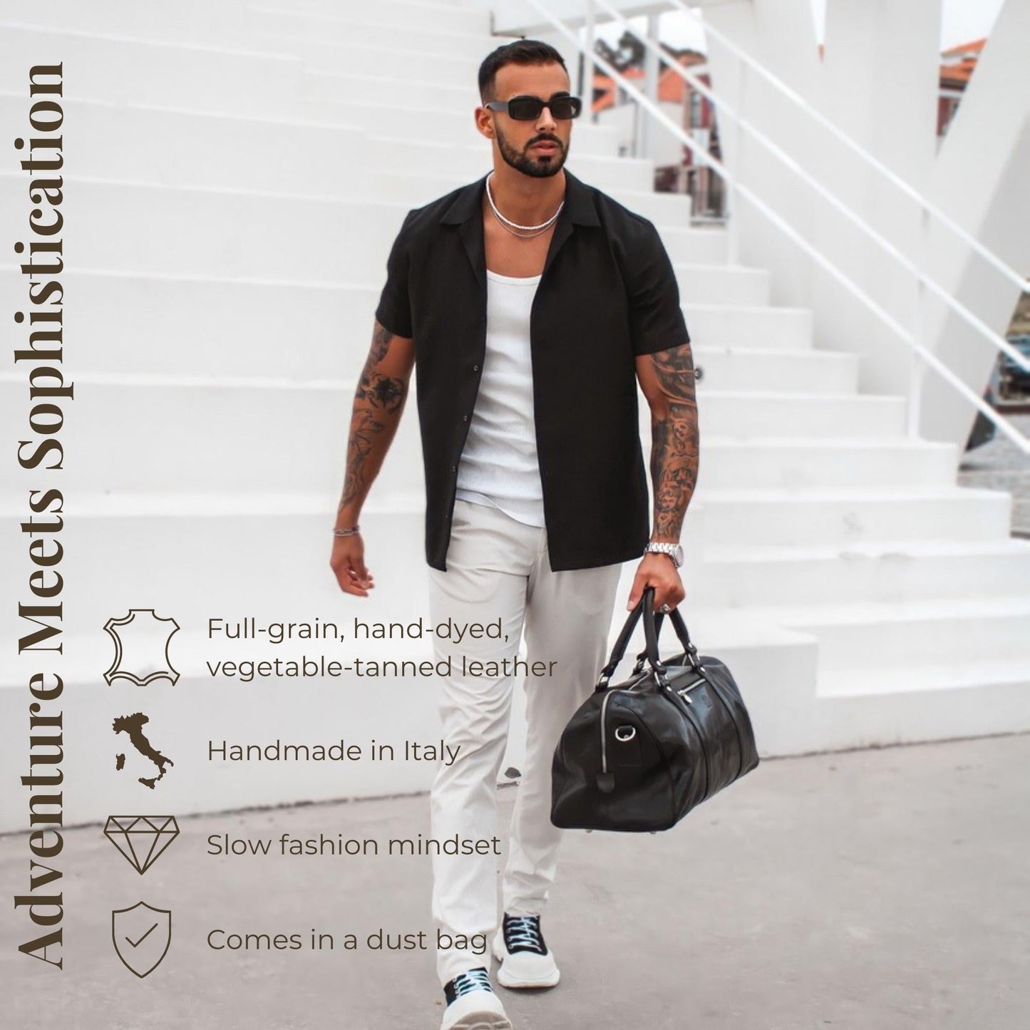 Small Leather Overnight Bag, Duffel Bag - The Ambassadors Duffel Bag Time Resistance