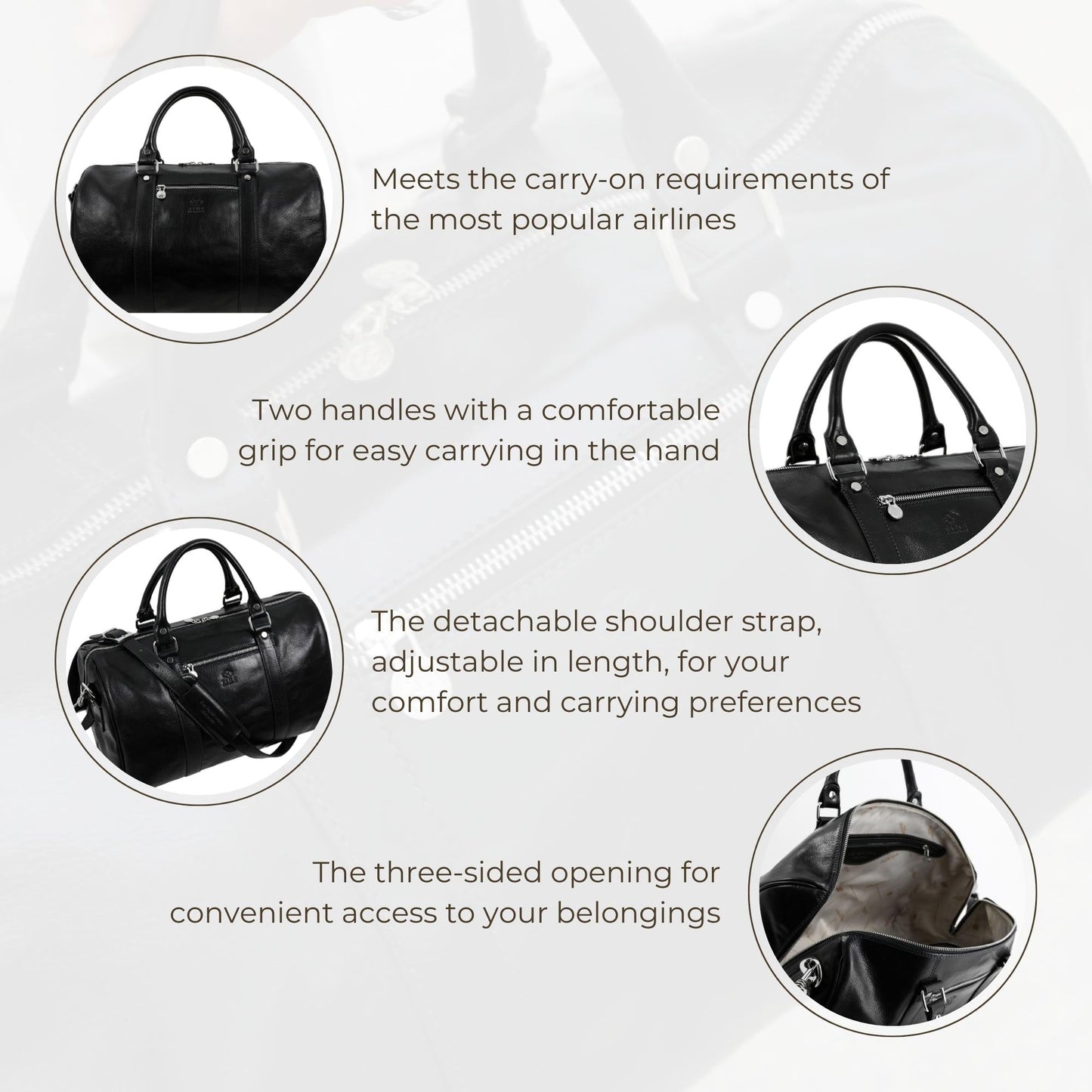 Small Leather Overnight Bag, Duffel Bag - The Ambassadors Duffel Bag Time Resistance