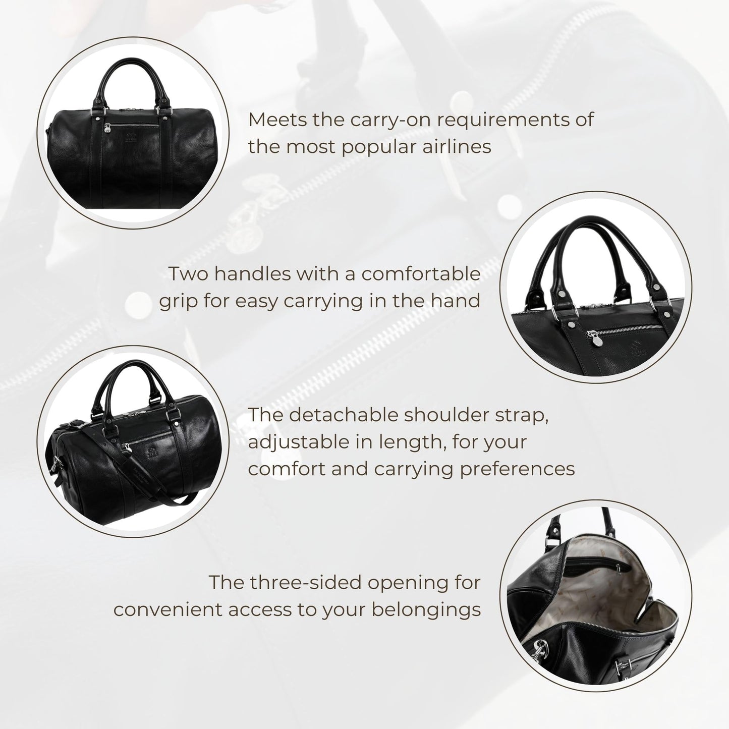 Small Leather Overnight Bag, Duffel Bag - The Ambassadors Duffel Bag Time Resistance   