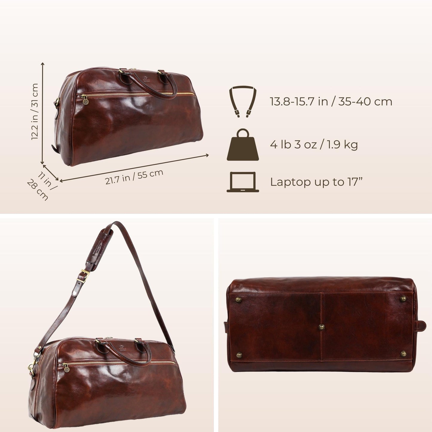Leather Duffel Bag - Fear and Loathing in Las Vegas Duffel Bag Time Resistance
