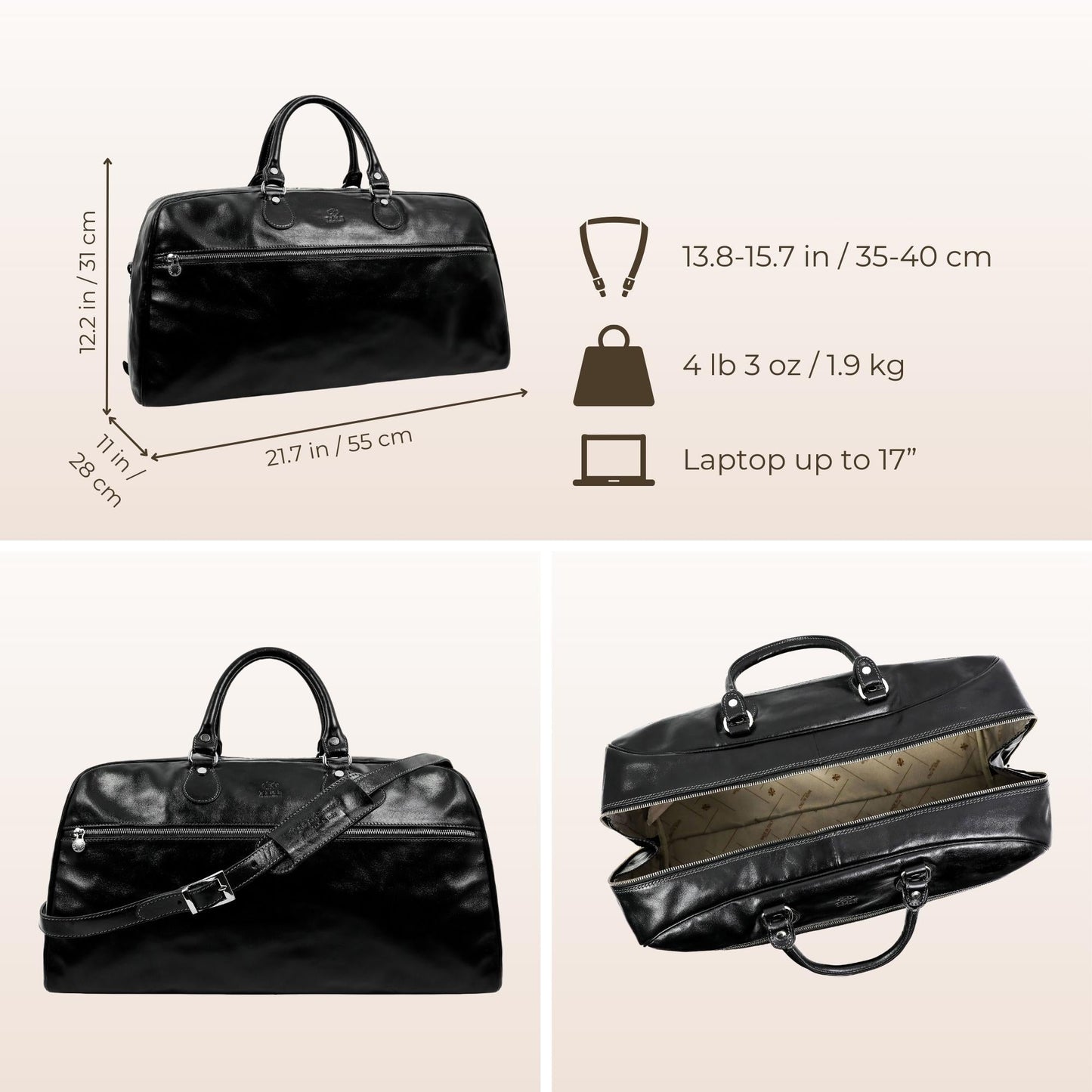 Leather Duffel Bag - Fear and Loathing in Las Vegas Duffel Bag Time Resistance
