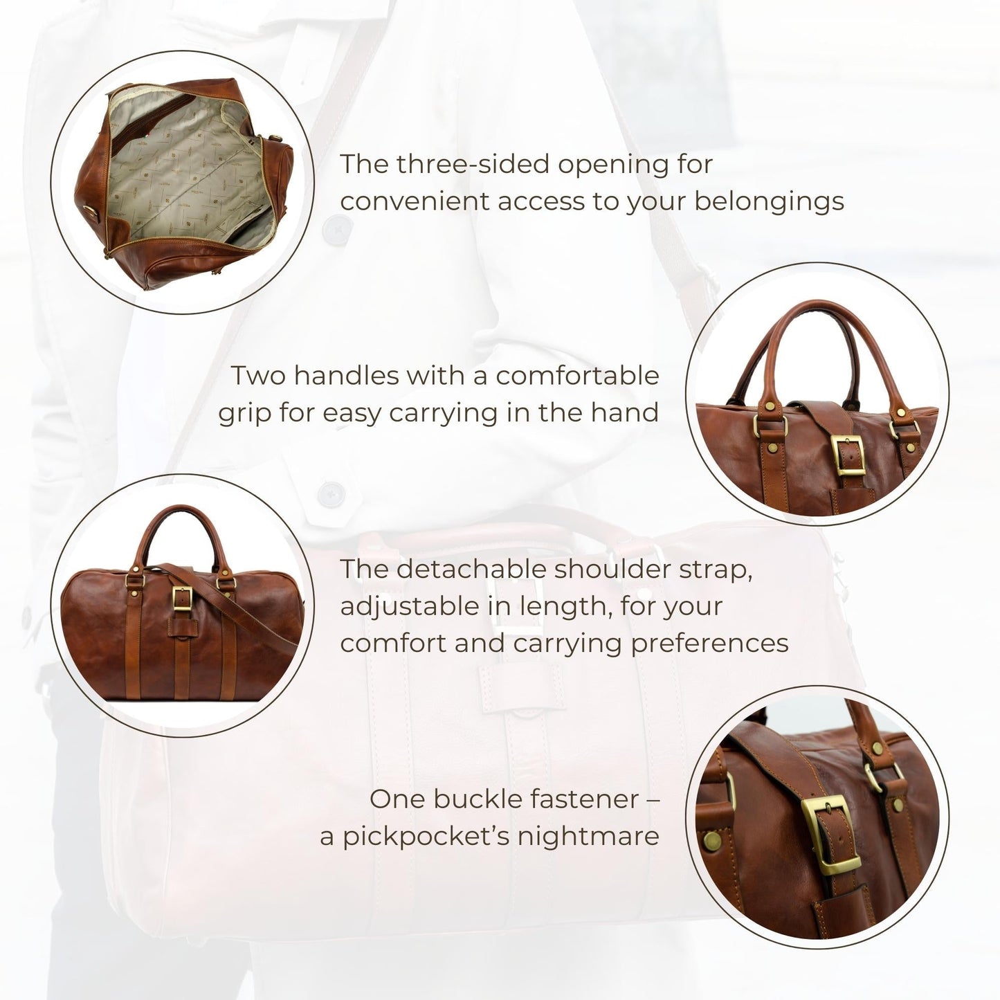 Cognac Brown Matte Leather Duffel Bag - Tender Is the Night Duffel Bag Time Resistance