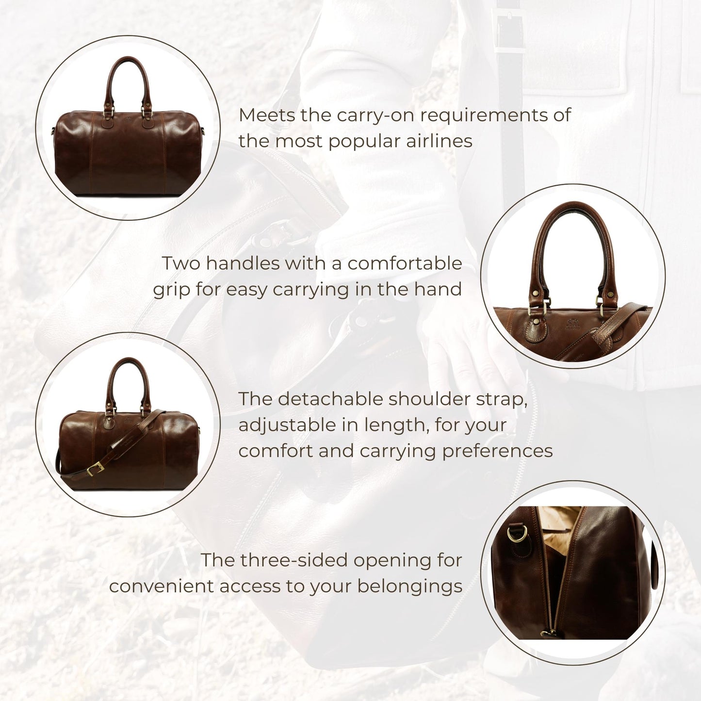 Leather Duffel Bag Weekender Bag - The Count of Monte Cristo Duffel Bag Time Resistance