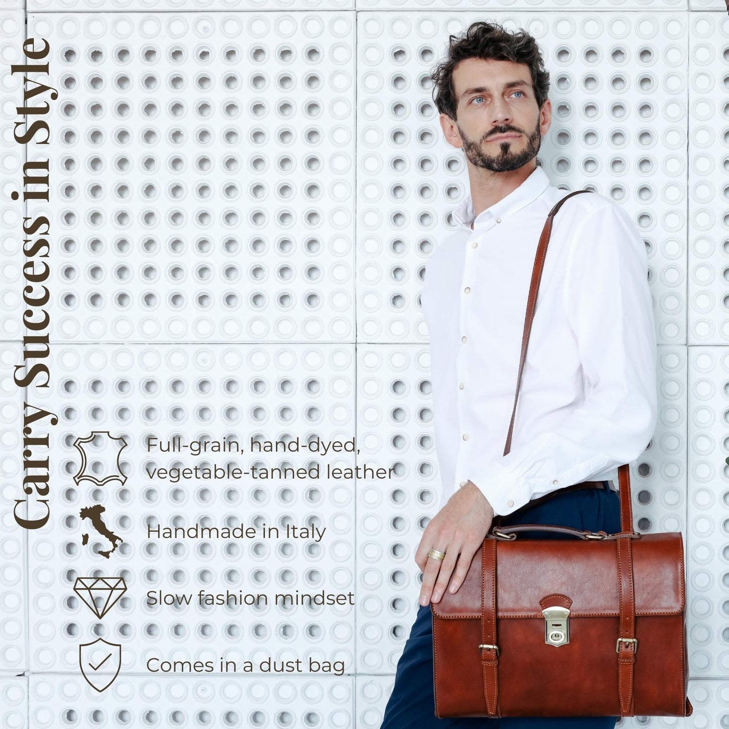 Leather Belted Briefcase, Convertible Backpack - The Glass Menagerie Briefcase Time Resistance