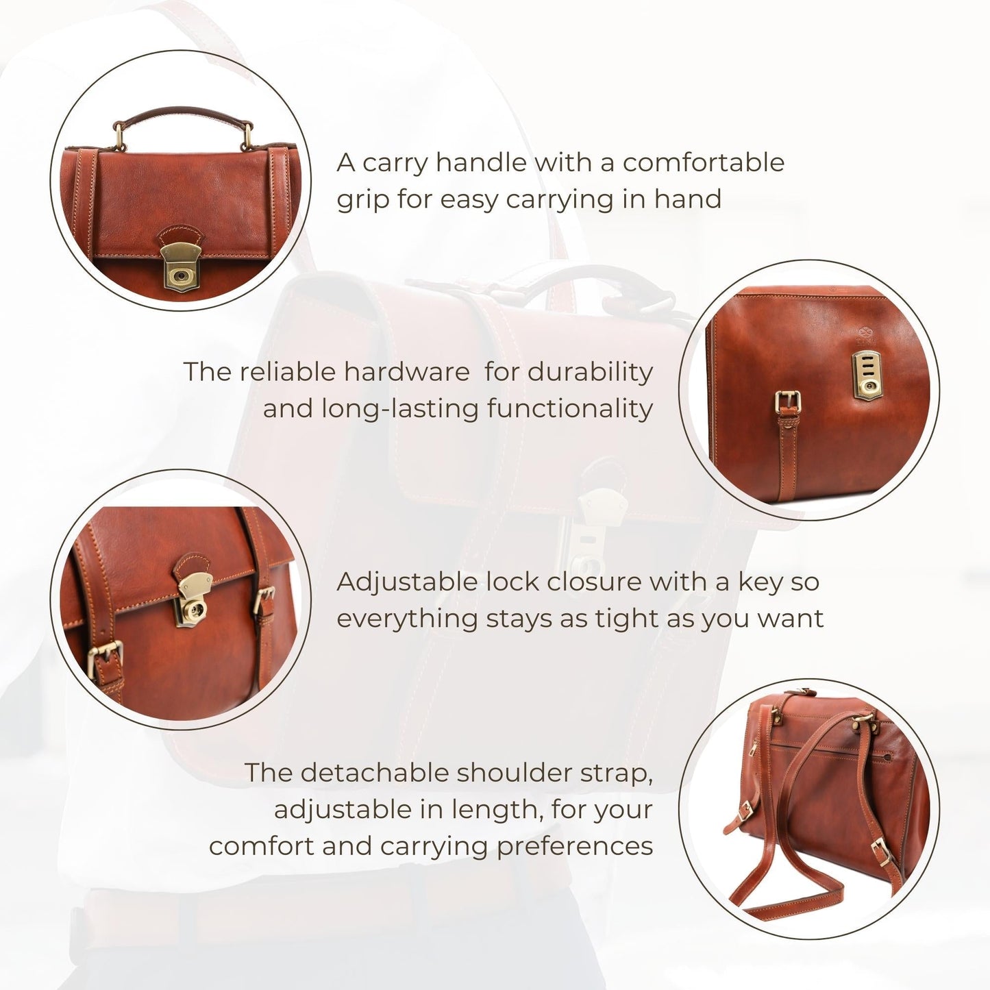 Leather Belted Briefcase, Convertible Backpack - The Glass Menagerie Briefcase Time Resistance