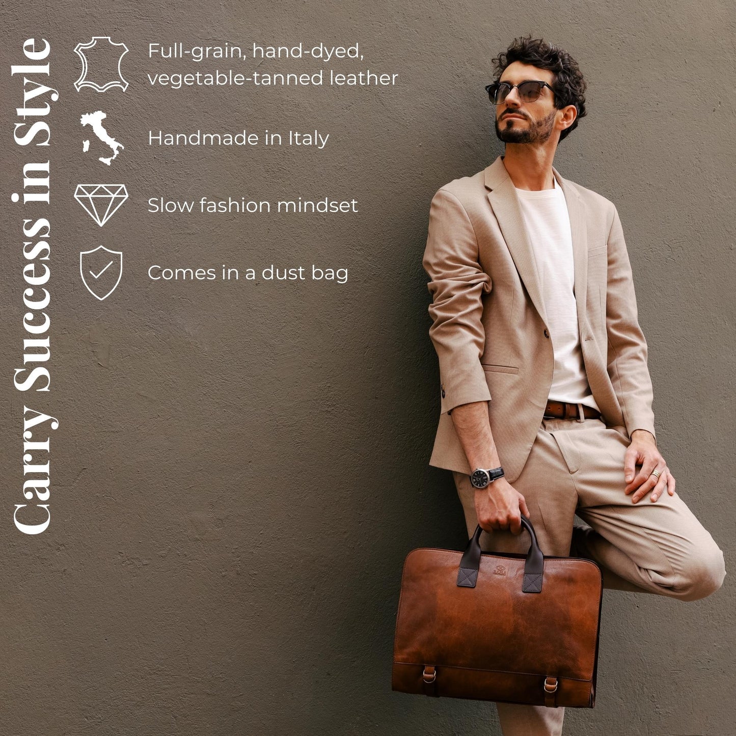 Leather Briefcase - Wide Sargasso Sea Briefcase Time Resistance