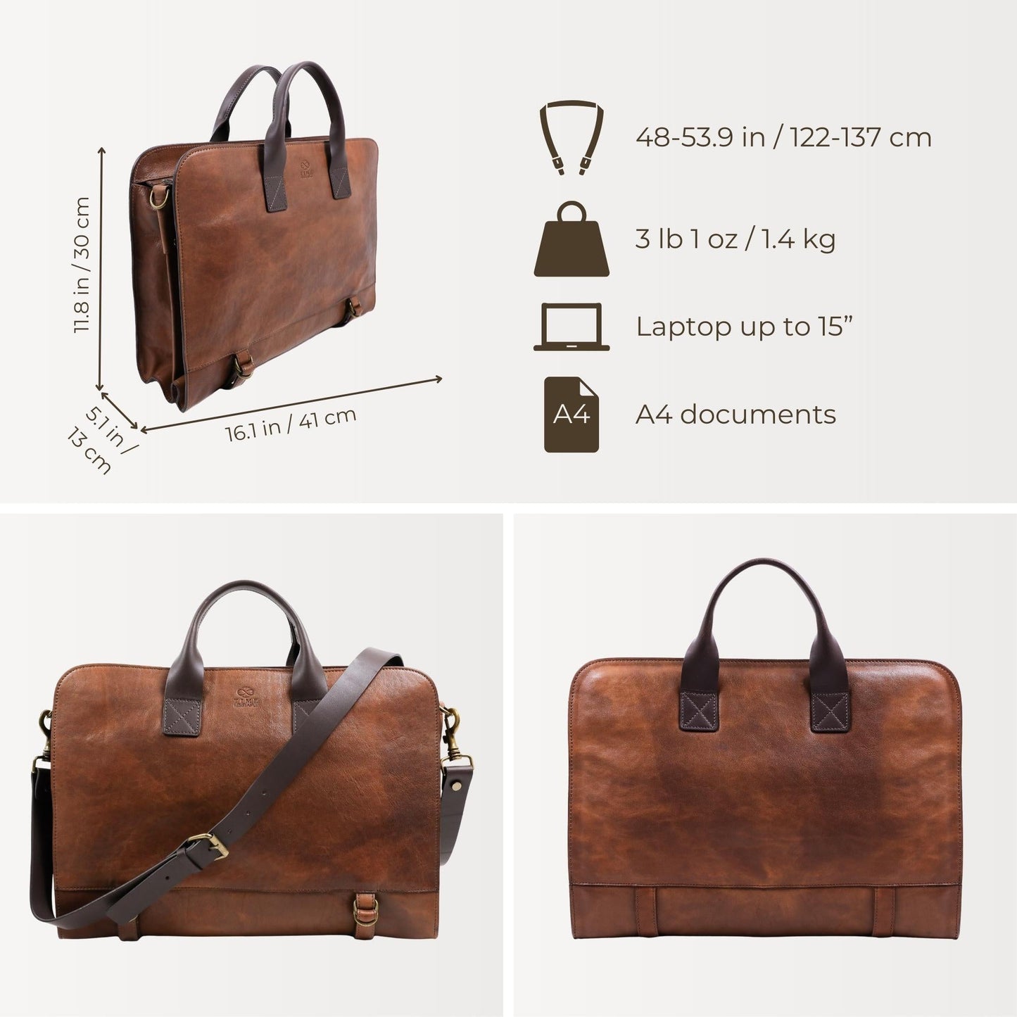 Leather Briefcase - Wide Sargasso Sea Briefcase Time Resistance