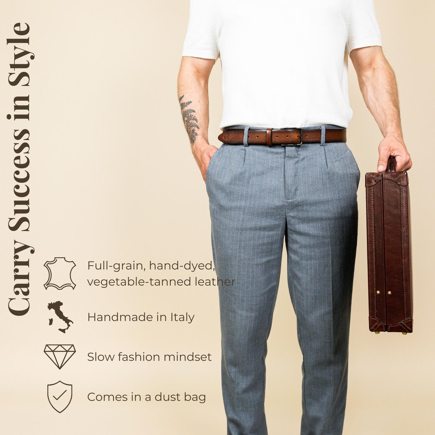 Small Leather Attaché Case Briefcase - The House of Mirth Briefcase Time Resistance