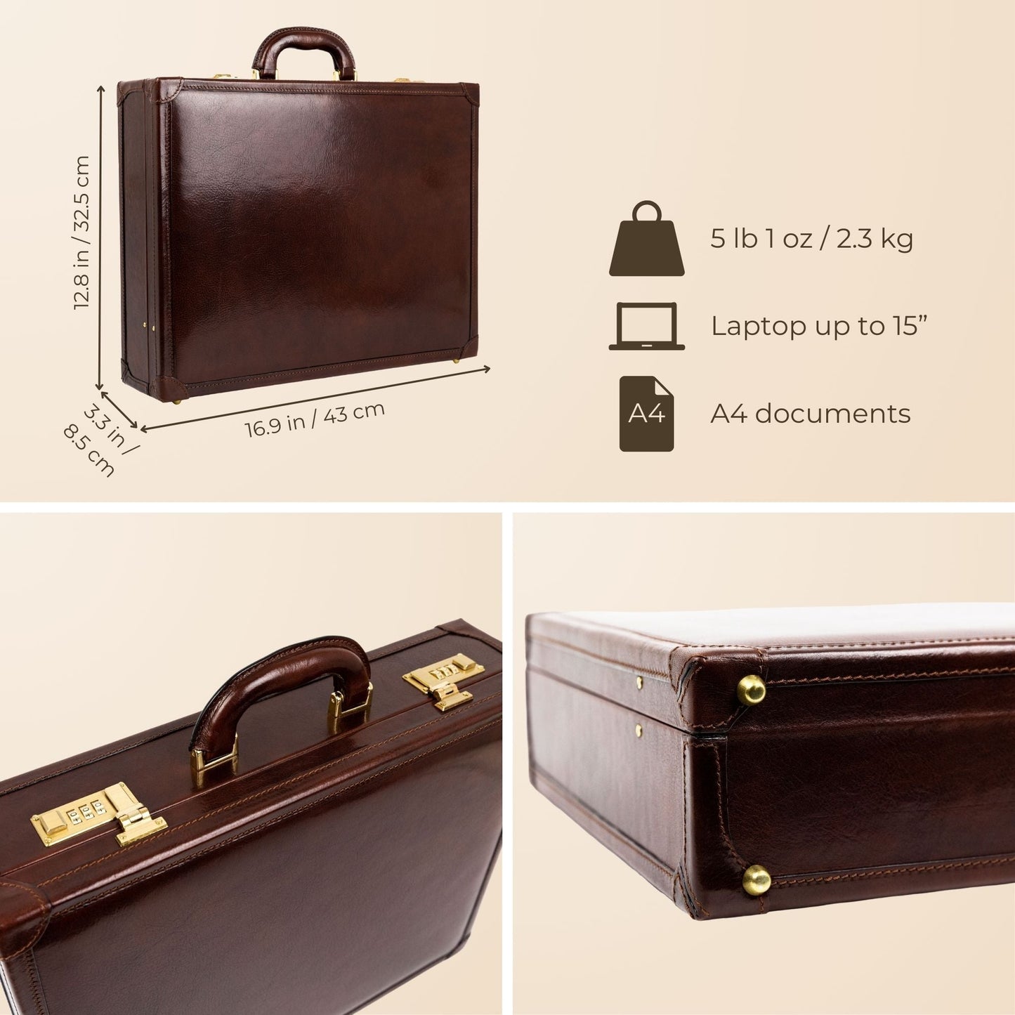 Small Leather Attaché Case Briefcase - The House of Mirth Briefcase Time Resistance