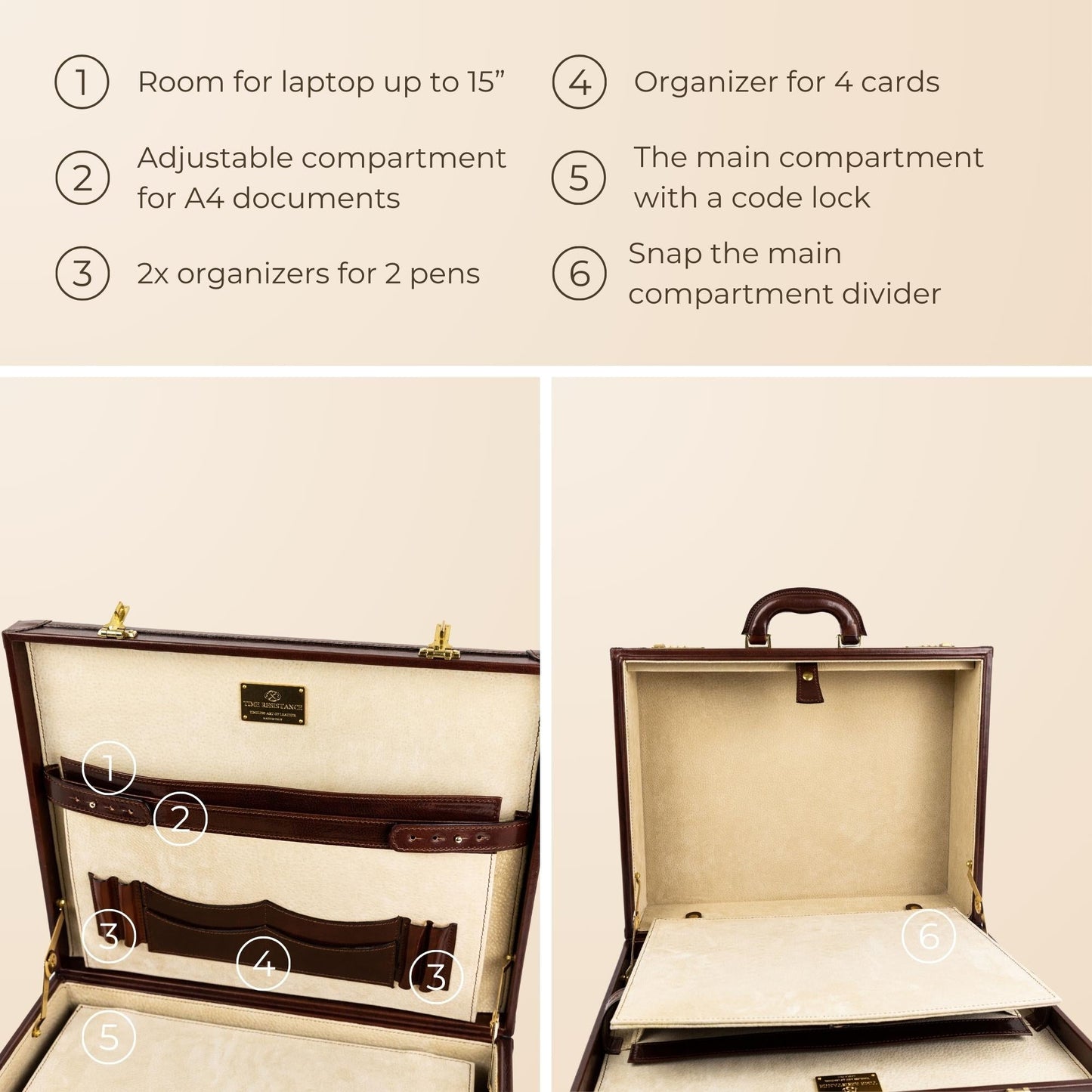 Large Leather Attaché Case Briefcase - Lord Jim Briefcase Time Resistance