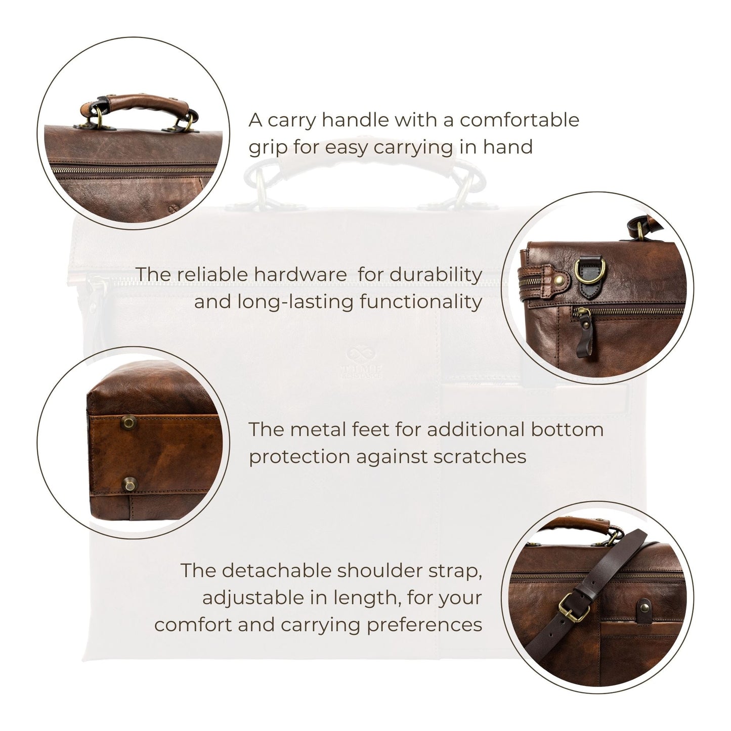 Brown Leather Briefcase Laptop Bag - From Here to Eternity Briefcase Time Resistance