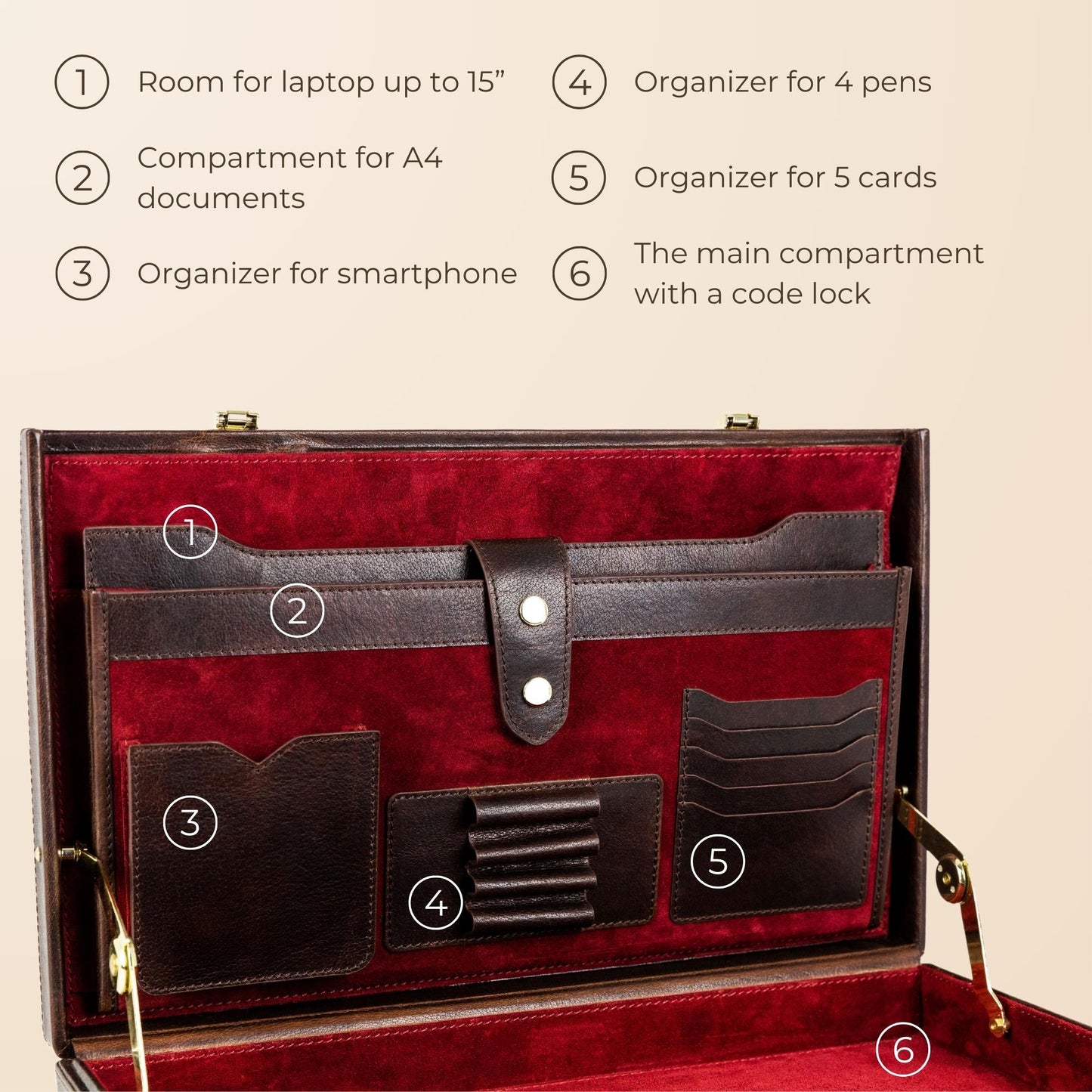 Leather Attaché Case Briefcase - The Golden Bowl Briefcase Time Resistance