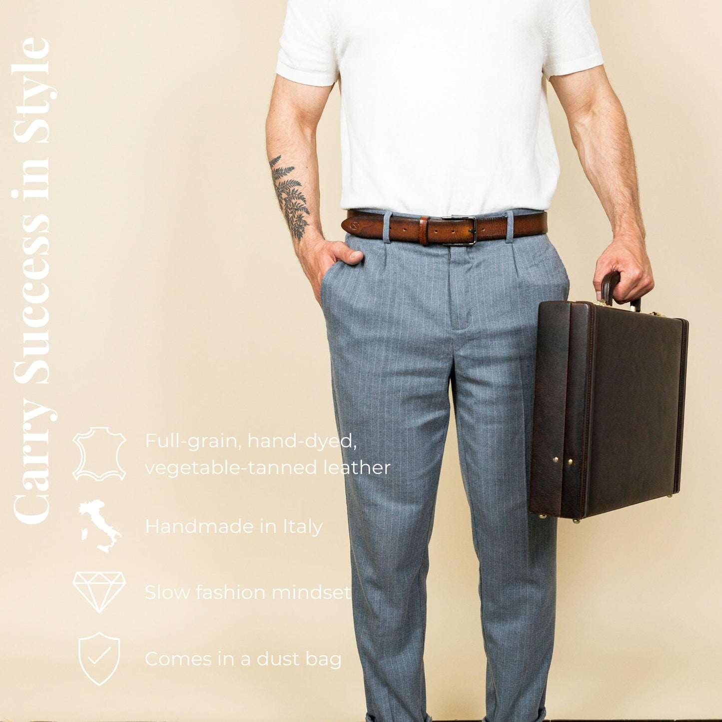 Leather Attaché Case Briefcase - The Rainbow Briefcase Time Resistance
