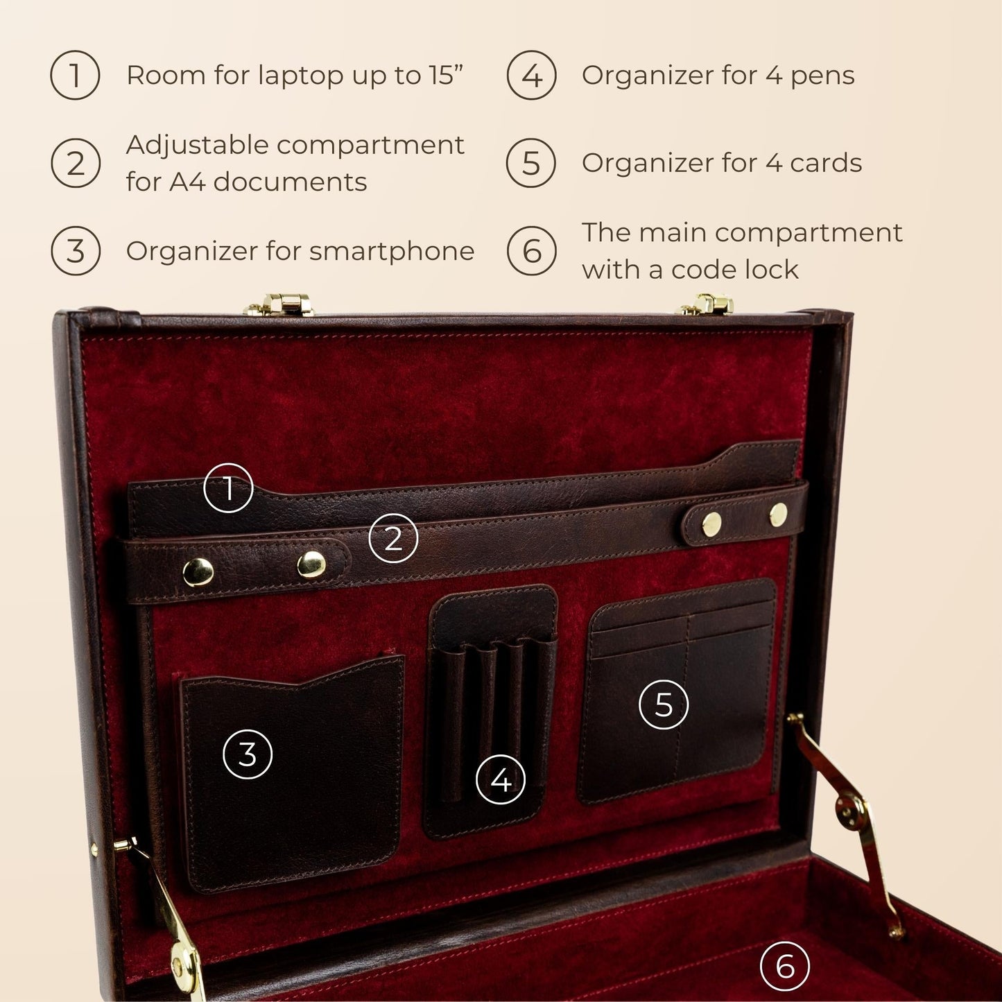 Leather Attaché Case Briefcase - The Rainbow Briefcase Time Resistance