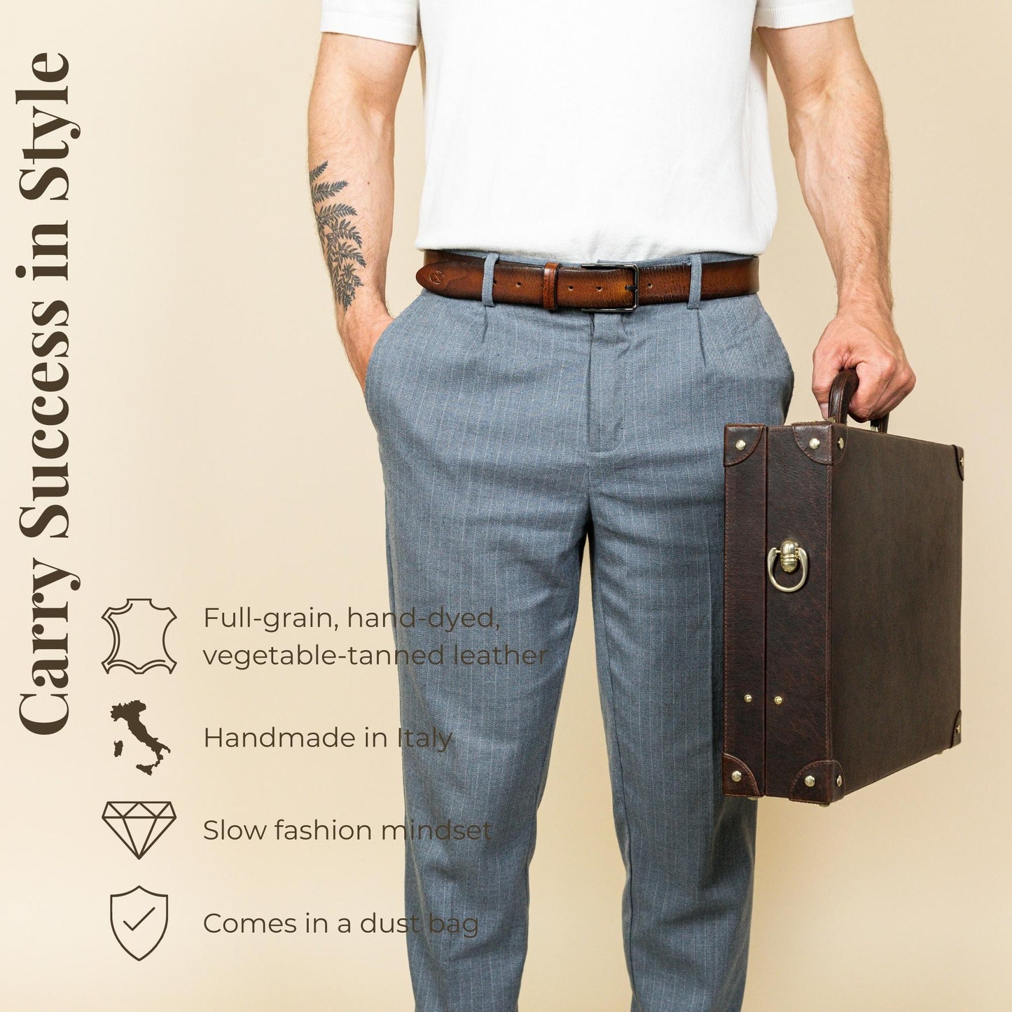 Large Leather Attaché Case Briefcase - Parade's End Briefcase Time Resistance