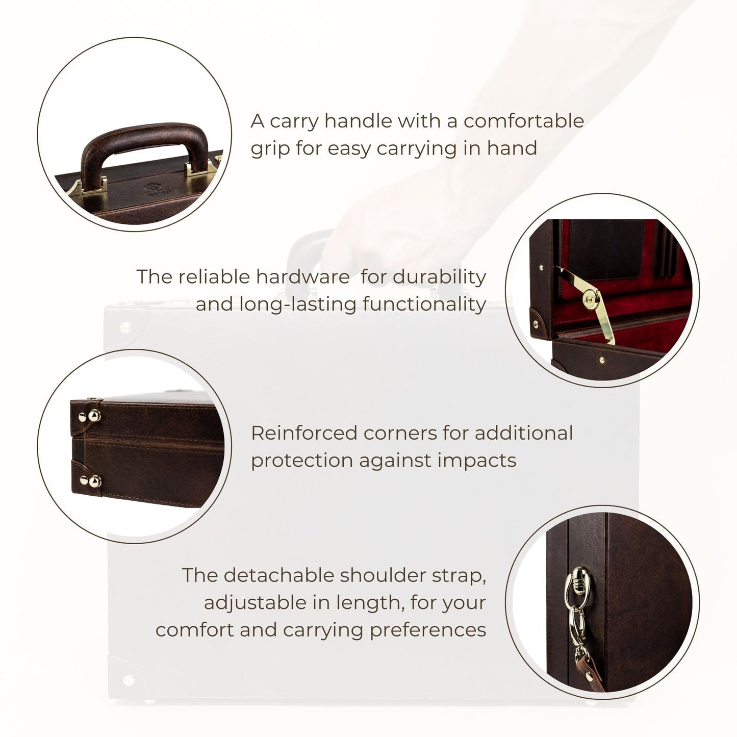 Large Leather Attaché Case Briefcase - Parade's End Briefcase Time Resistance