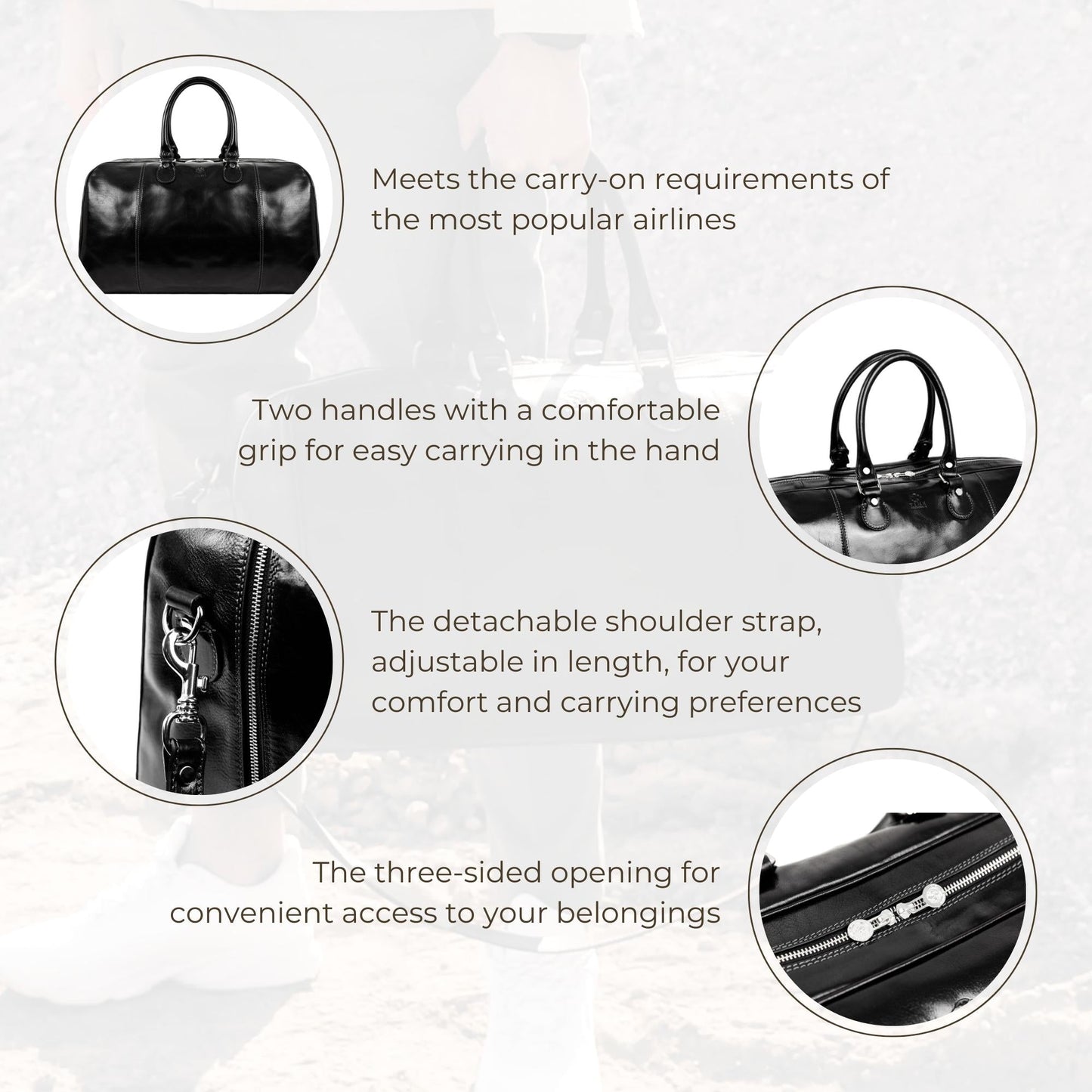 Leather Duffel Bag Weekender Bag - The Count of Monte Cristo Duffel Bag Time Resistance