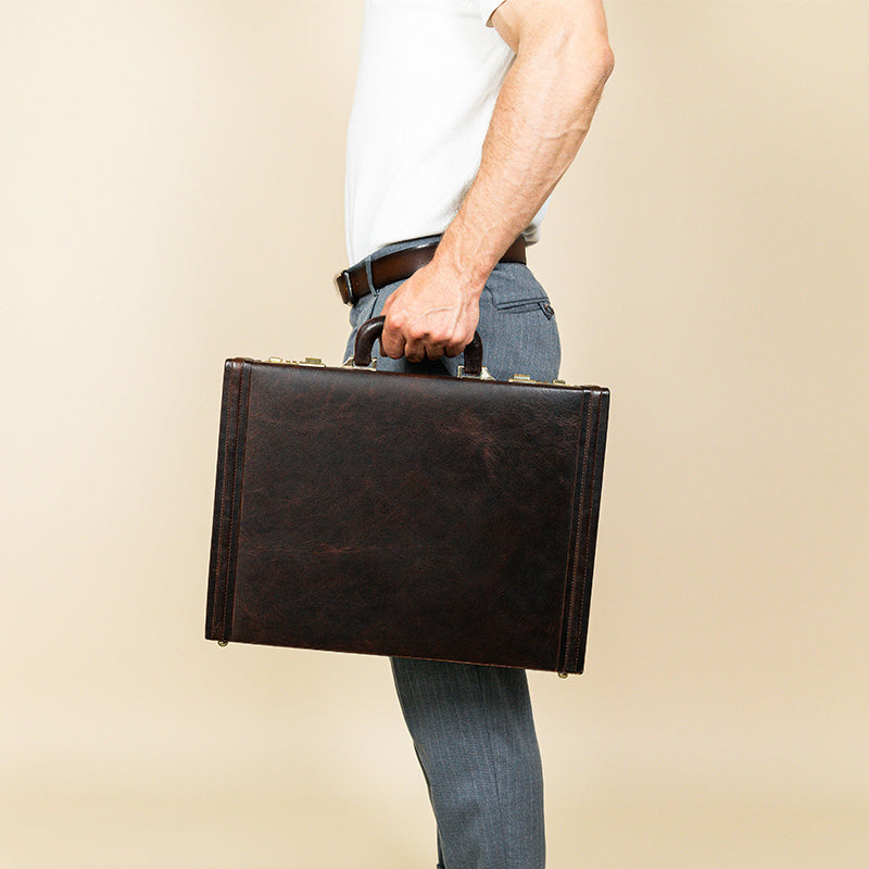 Leather Attaché Case Briefcase - The Rainbow Briefcase Time Resistance