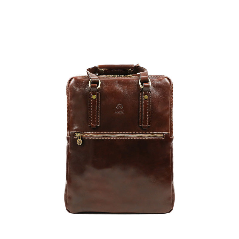 Brown Leather Backpack - Gone with the Wind Backpack Time Resistance   