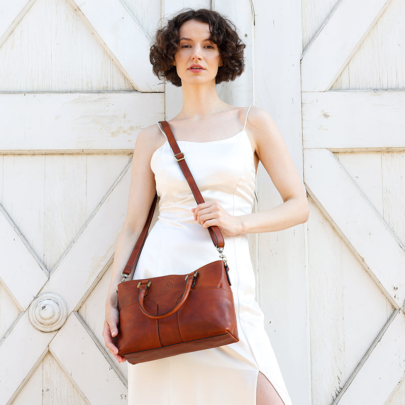 Leather Handbag Shoulder Bag - Camilla Time Resistance