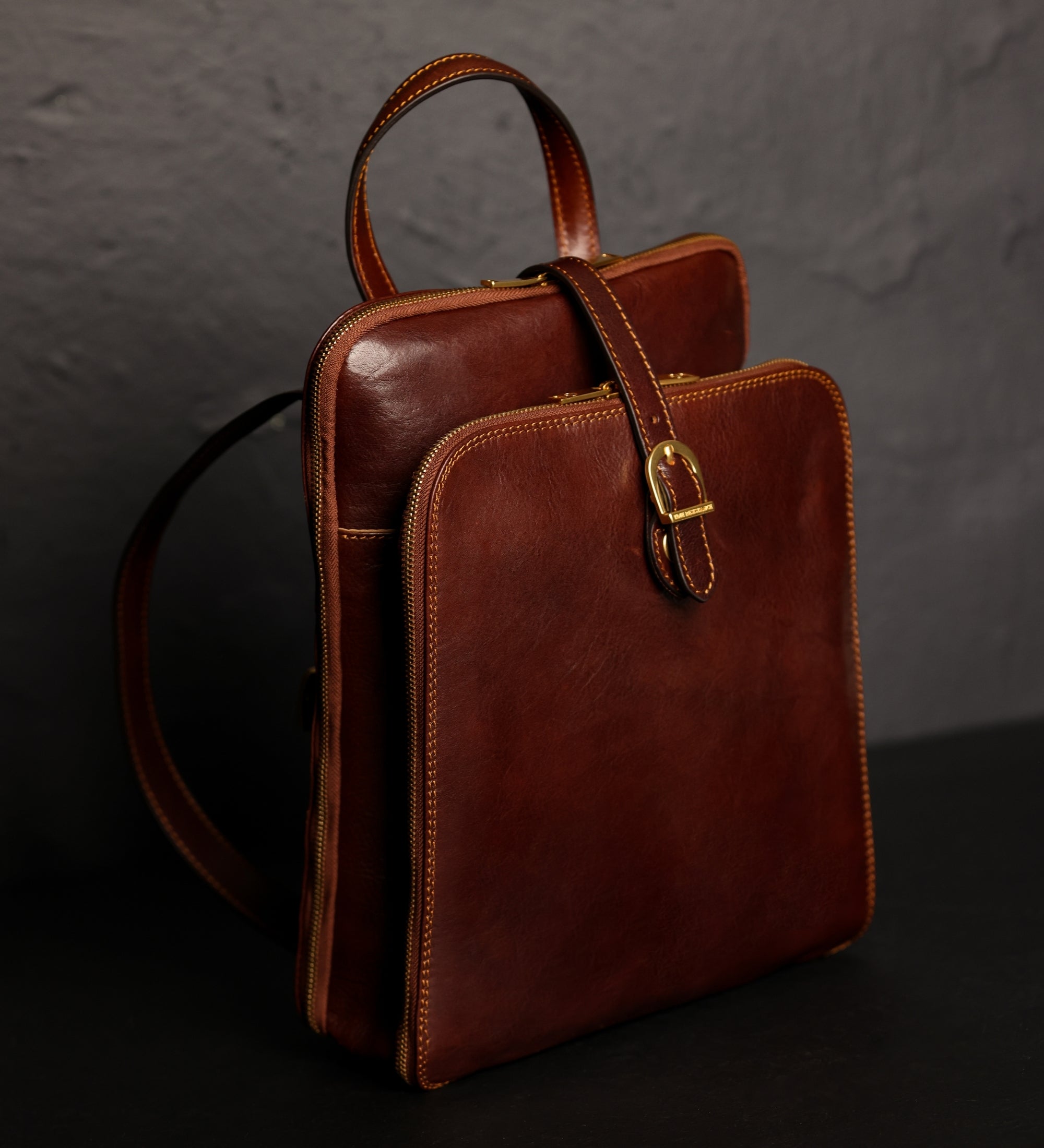Womens Convertible Leather Backpack Shoulder Bag - Clarissa