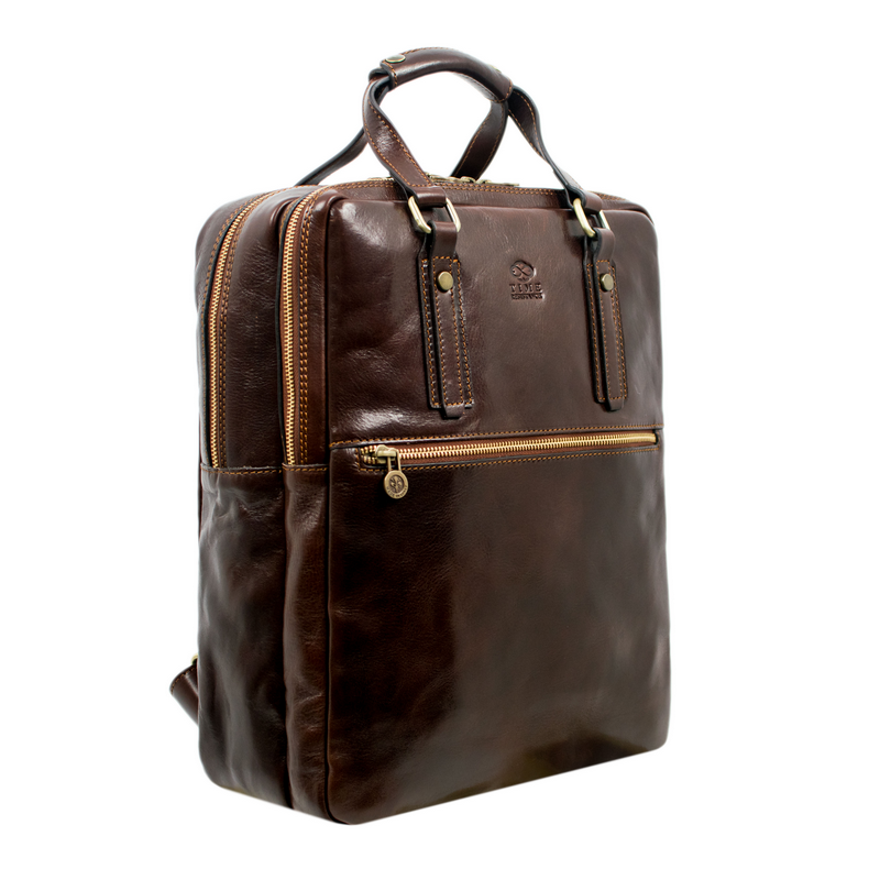 Brown Leather Backpack - Gone with the Wind Backpack Time Resistance   