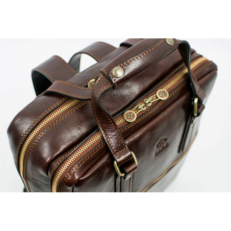 Brown Leather Backpack - Gone with the Wind Backpack Time Resistance