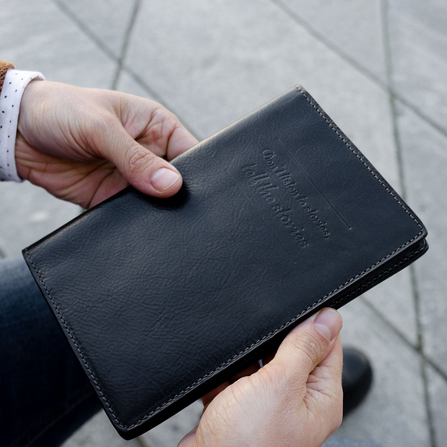 Large Leather Passport Holder - Gulliver's Travels Accessories Time Resistance