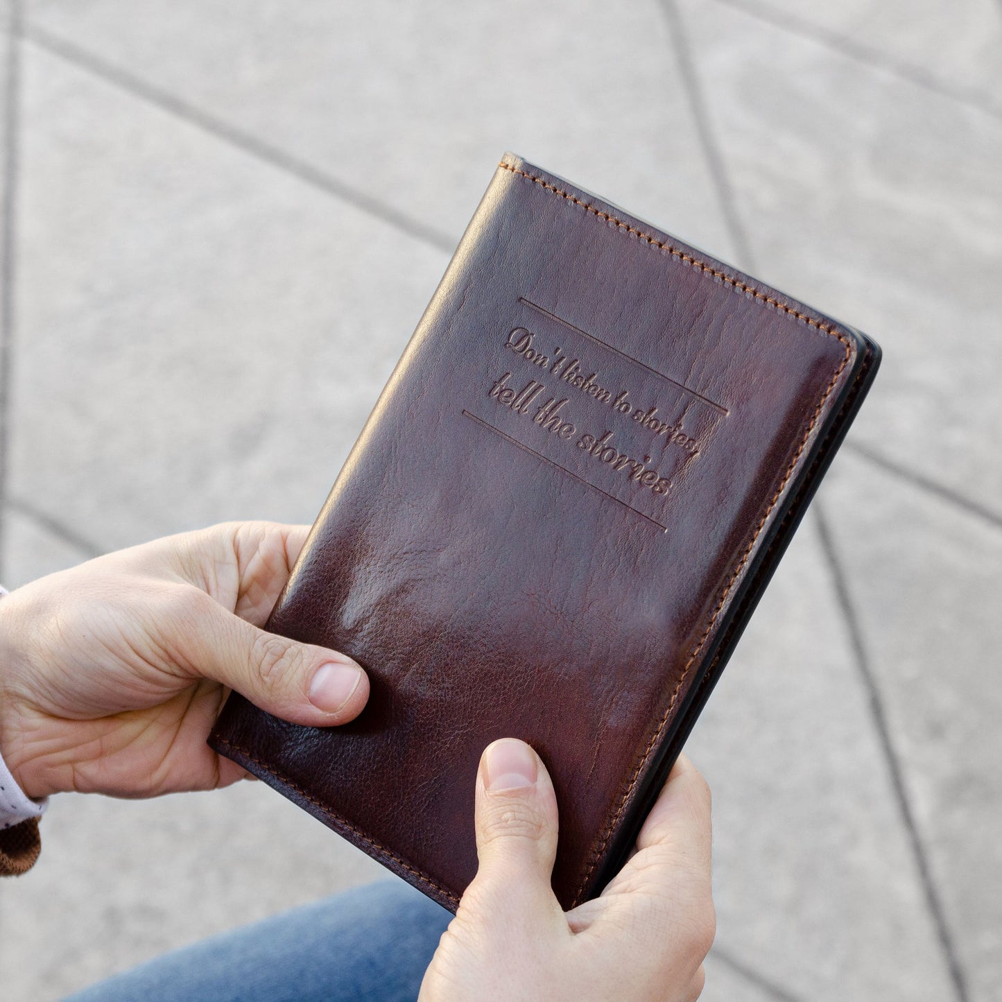 Large Leather Passport Holder - Gulliver's Travels Accessories Time Resistance