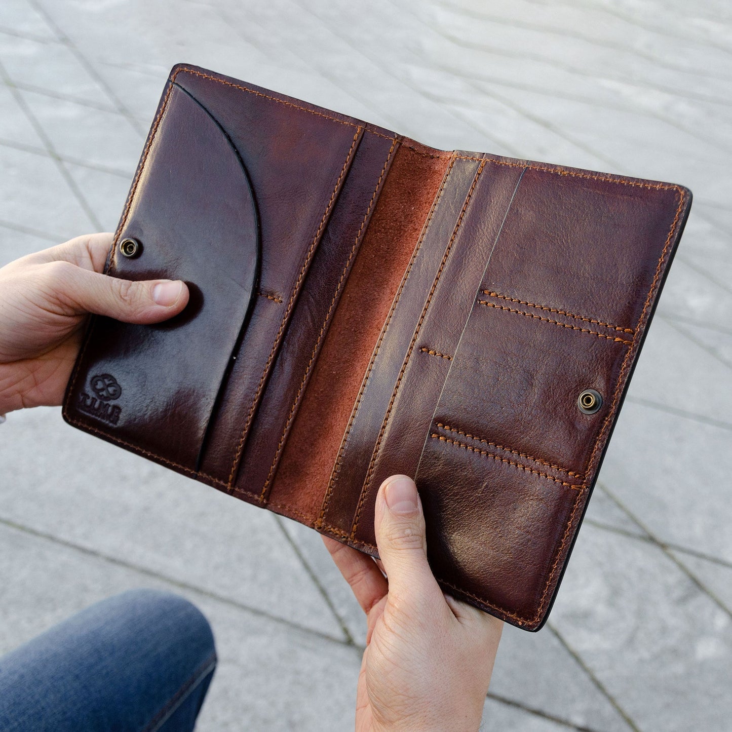 Large Leather Passport Holder - Gulliver's Travels Accessories Time Resistance