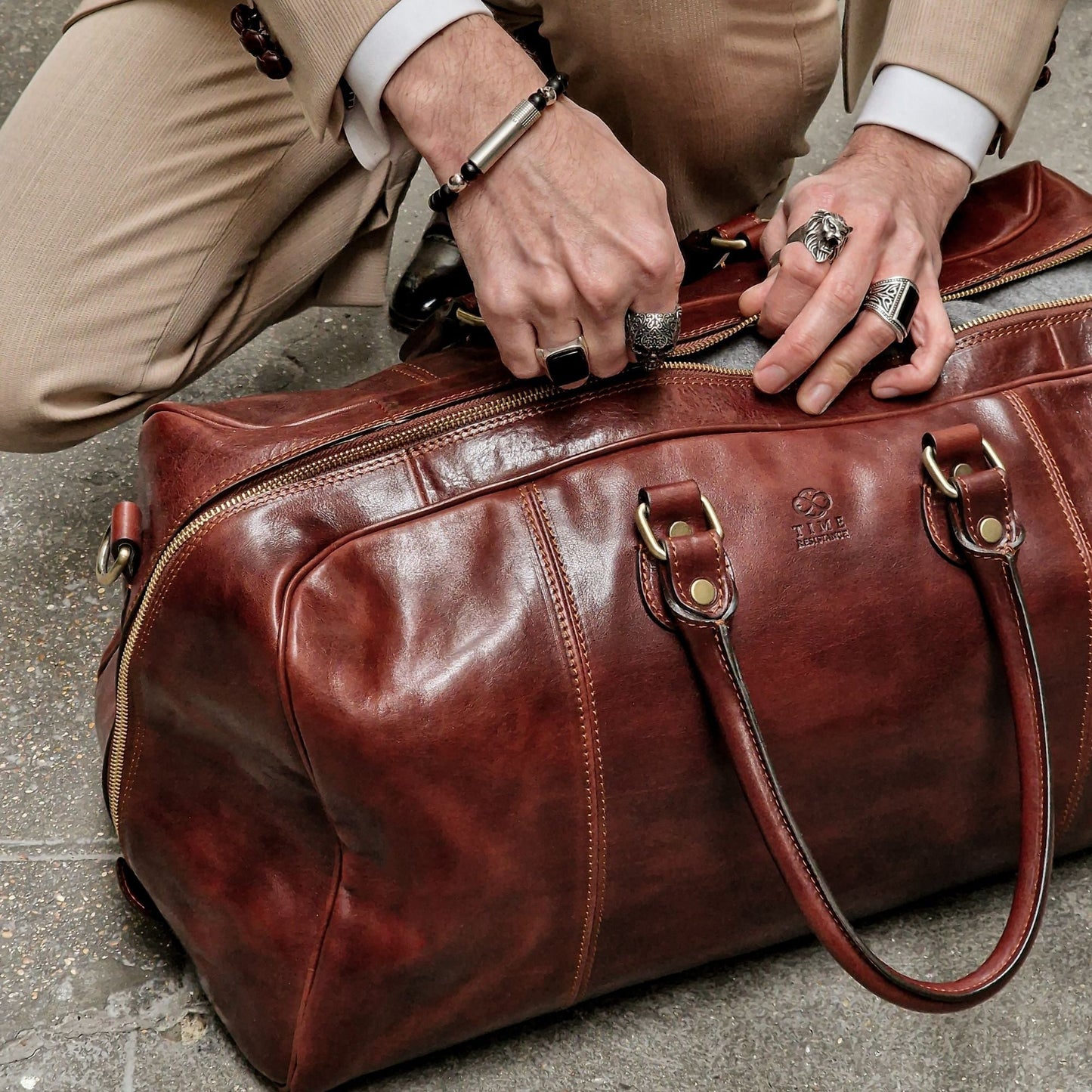Leather Duffel Bag Weekender Bag - The Count of Monte Cristo Duffel Bag Time Resistance