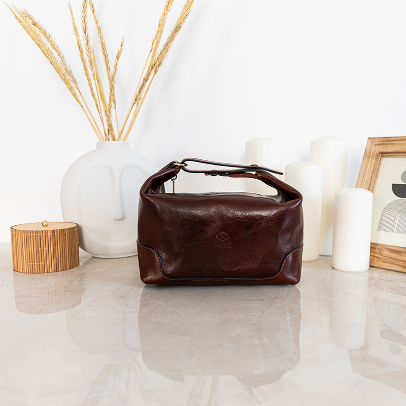 Leather Toiletry Bag - Autumn Leaves